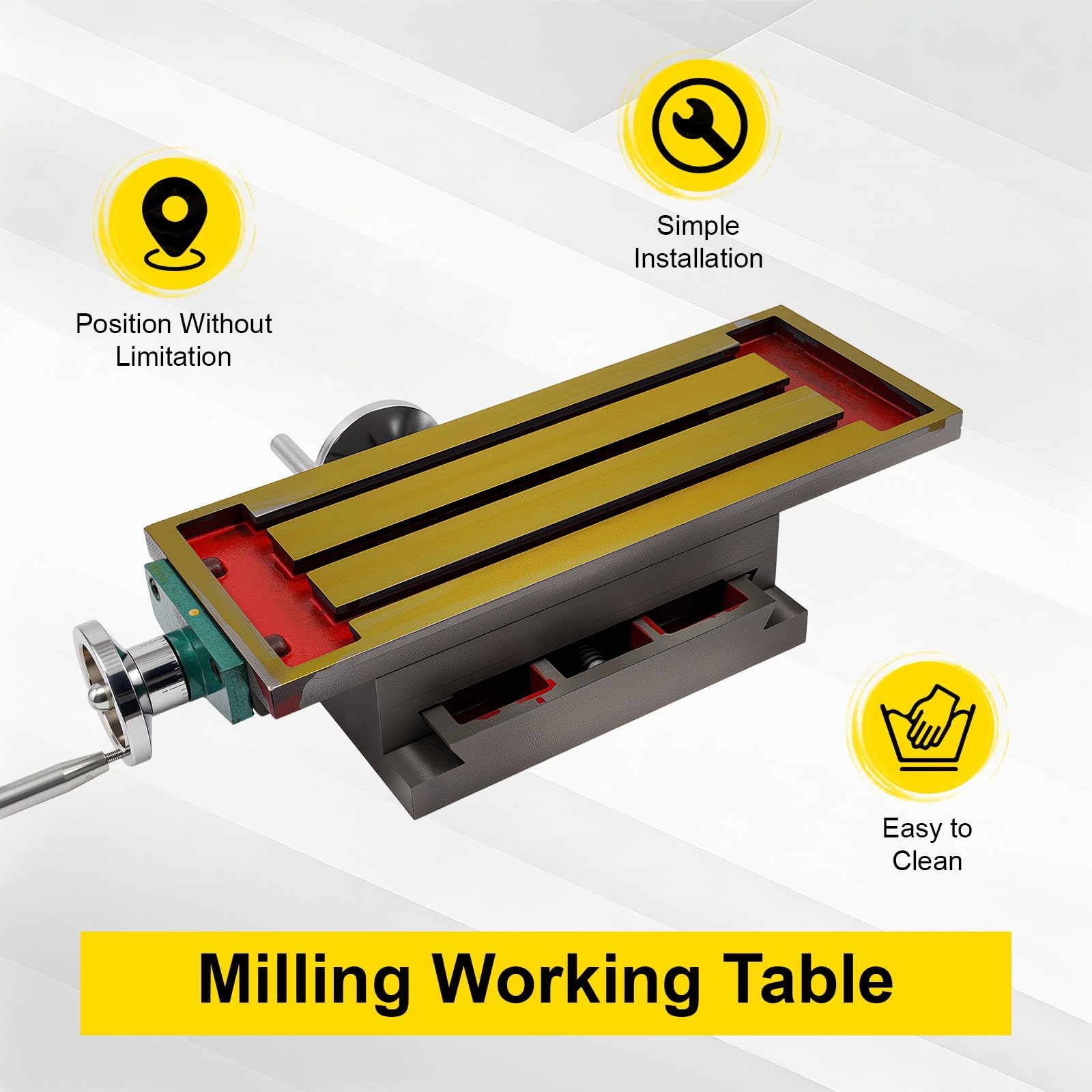 Kreuztisch Tischbohrmaschine, Fräsen Arbeitstisch Mit 270 mm X Achse, 125 mm Y Achse, Multifunktionale Arbeitstisch Frästisch für Bohr Fräsmaschinen, Metallisch