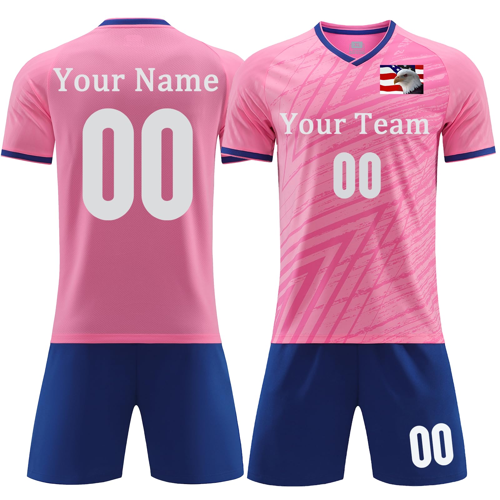 Custom Soccer Jersey for Kids Men Women Make Your Own Personalized Jersey Soccer Uniforms with Your Name Number Team Logo Pink