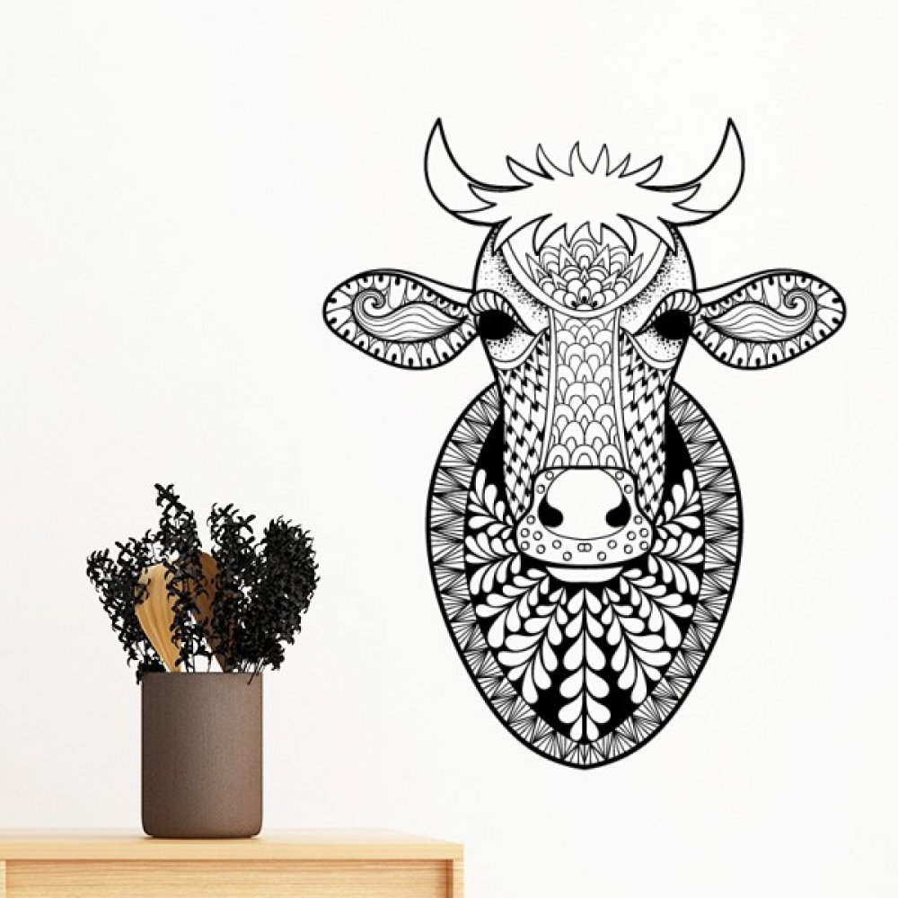 Sticker mural vache amovible sans trace pour mur abîmé ou location