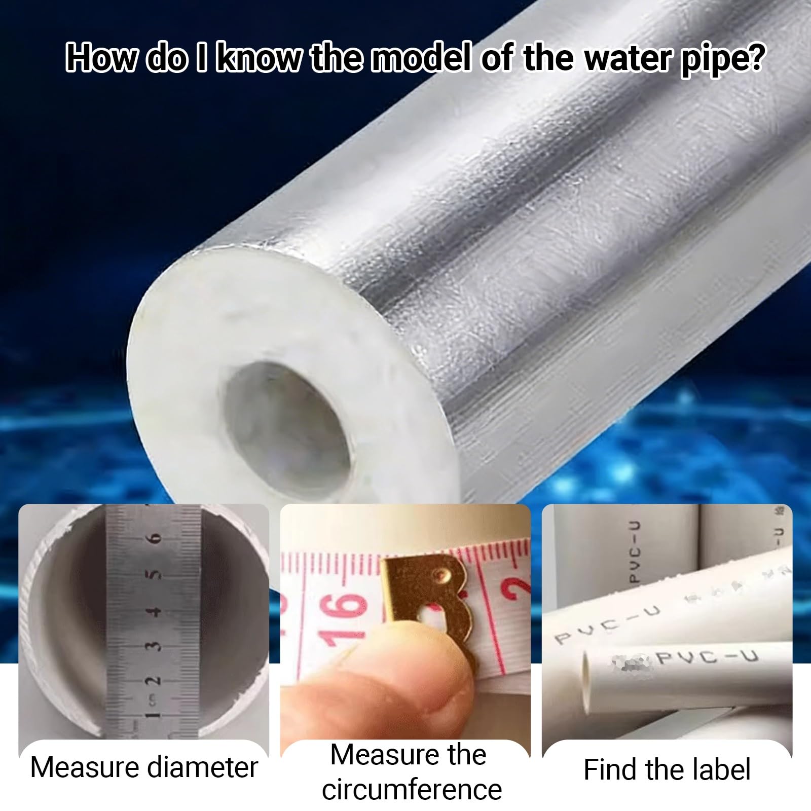 6 Piezas Aislamiento de Tuberías for Exteriores, Espuma Aislamiento Térmico for Tuberías de Agua,Papel de Aluminio Coquilla Aislante for Tubos de Agua y Calefacción(76mmID)