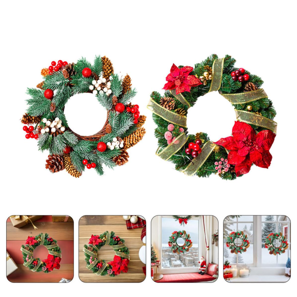 TOYANDONA 24 Pièces Autocollant de Fenêtre Couronne de Noël Pvc à