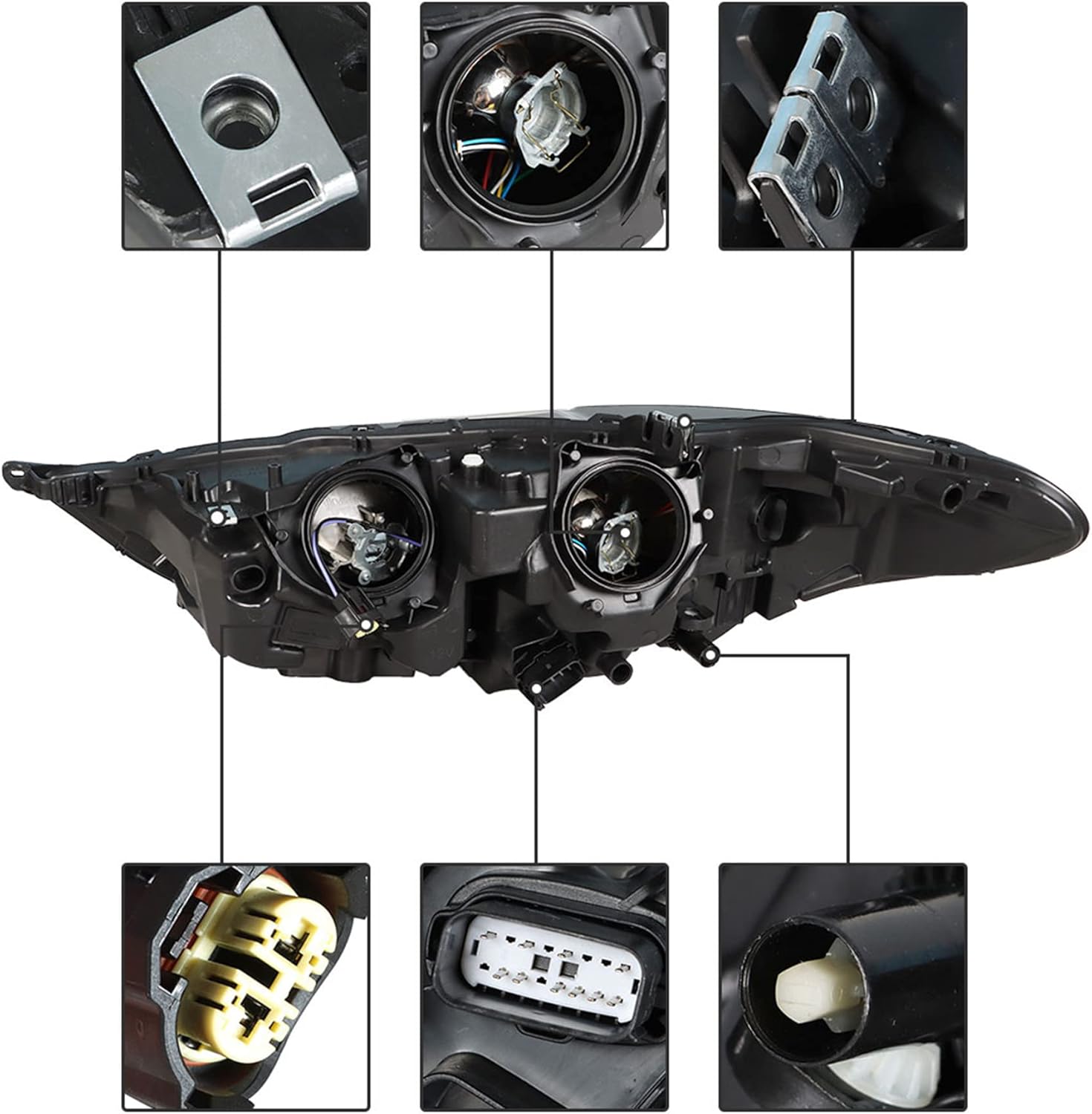 Silscvtt Headlights Front Lamps Replacement for Fusion 2017-2019 Halogen DRL Projector Headlights Right Side (Passenger Side)