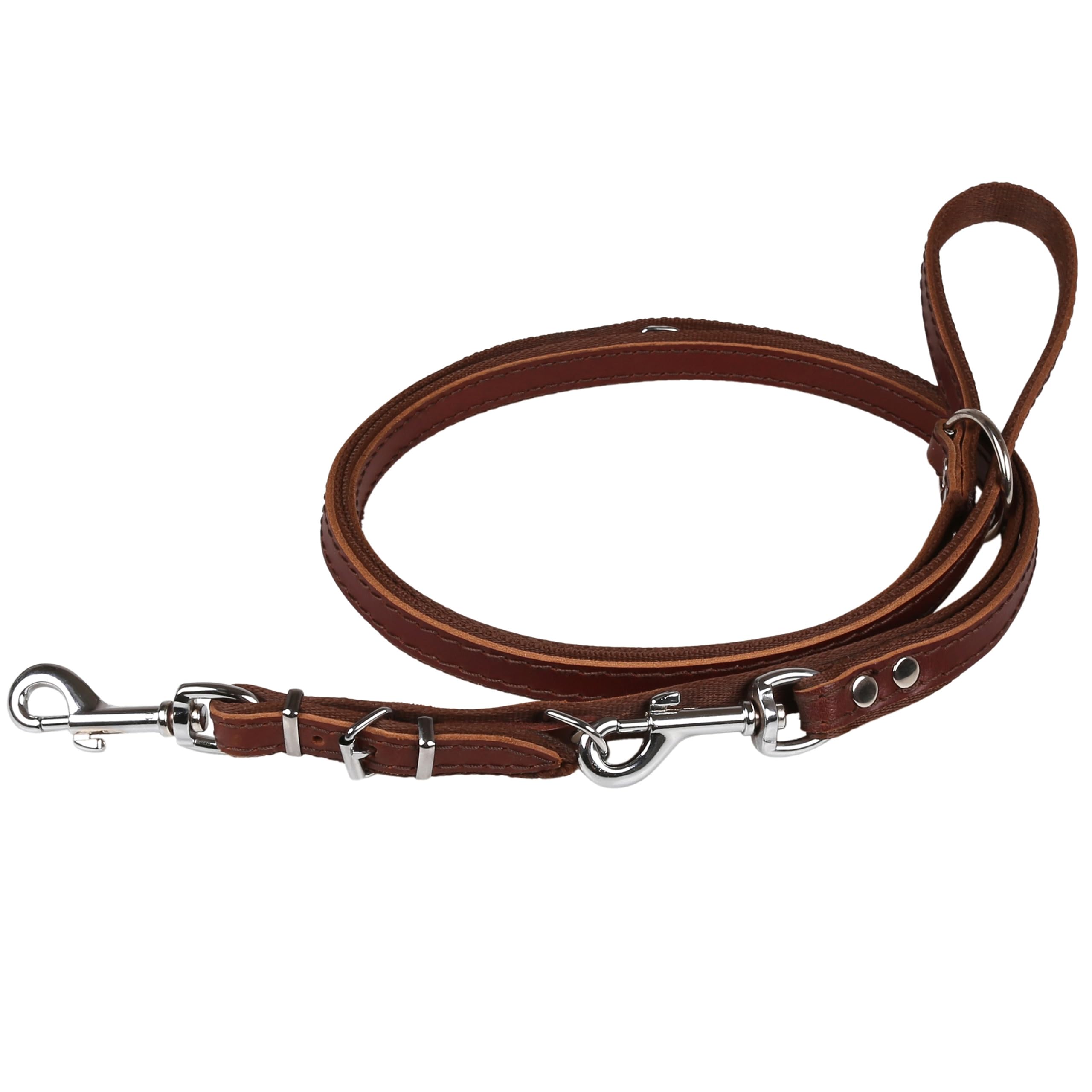 Brown Foldable Leather Dog Lead Adjustable Durable 2.0/200cm, Multicoloured