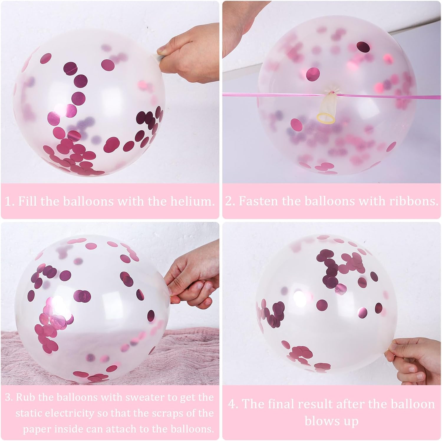 Whaline 60Pcs Graduation Party Balloon Set 7 Designs Confetti Latex Balloon with 2 Rolls Ribbon Class of 2026 Grad Cap Congrats Grad Balloons for Graduation Party Decoration Supplies (Pink, White)