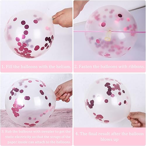 Miniatura 10 de Whaline Juego de 60 globos de fiesta de graduación, 7 diseños, globos de látex de confeti con 2 rollos de cinta de clase de 2025, globo de