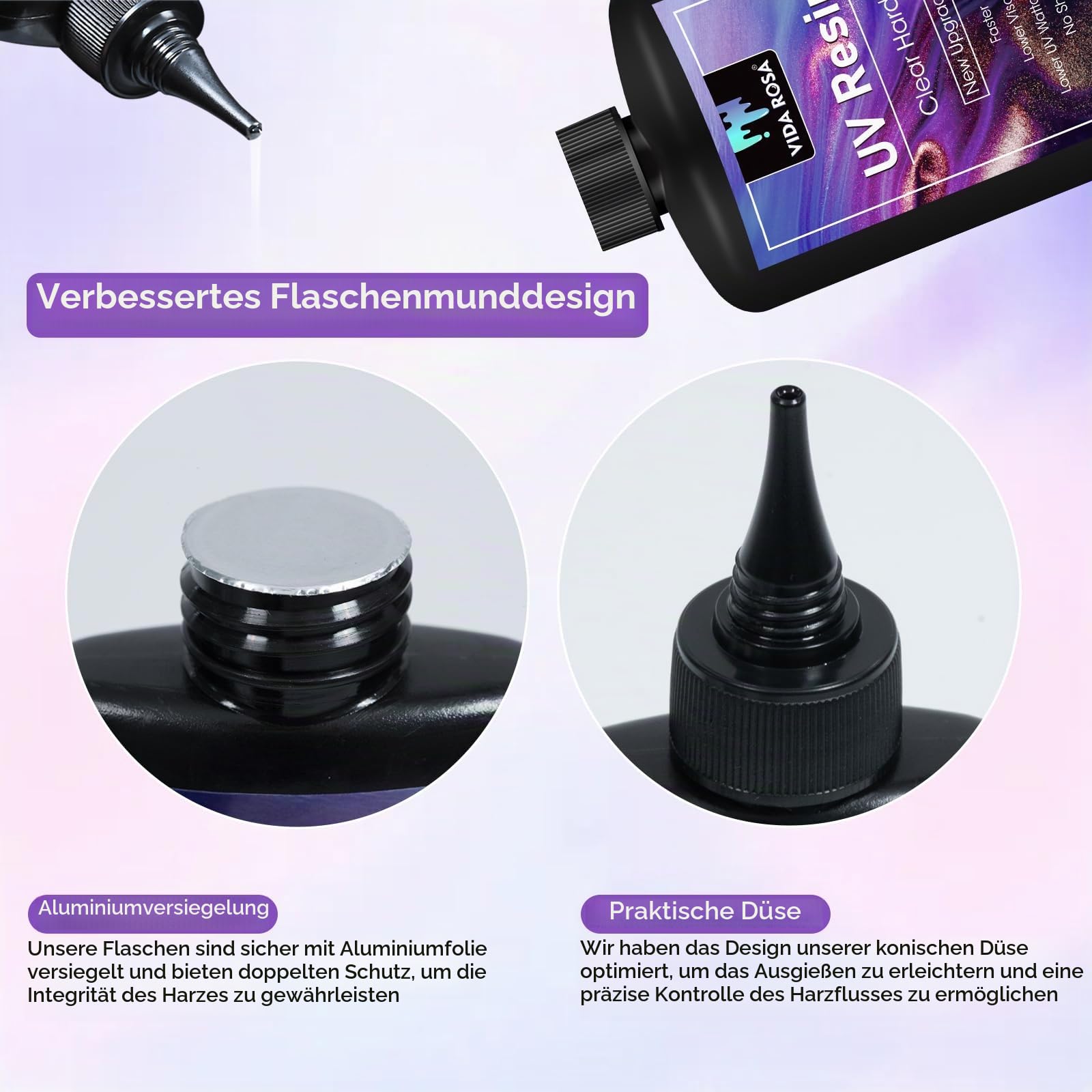 VIDA ROSA UV-Harz 1kg, schnellste Aushärtung, keine Gelbfärbung, hervorragende Transparenz, Ultraviolett-Solar-Aushärteharzkleber für Formen, Schmuckherstellung, Anhänger, Ohrringe, Basteln, DIY
