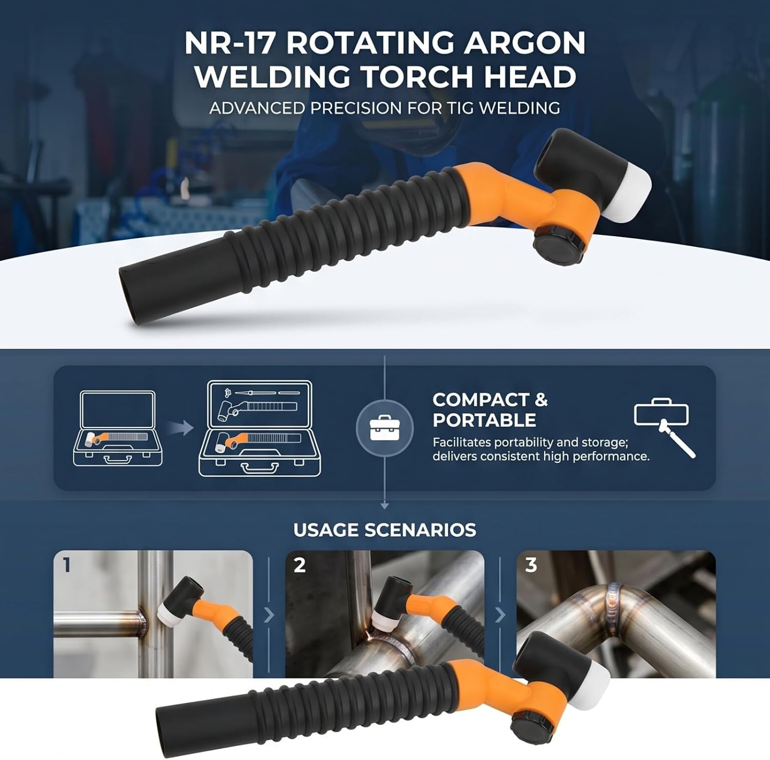 Welding Torch Flex Head Adjustable Swivel Neck Rotating NR-17 Replacement Kit Argon Air Cooled