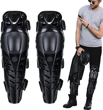 Motocross Racing Knee Guards - Shin Guards, Leg Protectors, Durable Articulated Shielded Armers | Adjustable Tough Gear for Off-Road Crash Braces, Motorcycle, Dirt Trail Riding, Safety and Sports