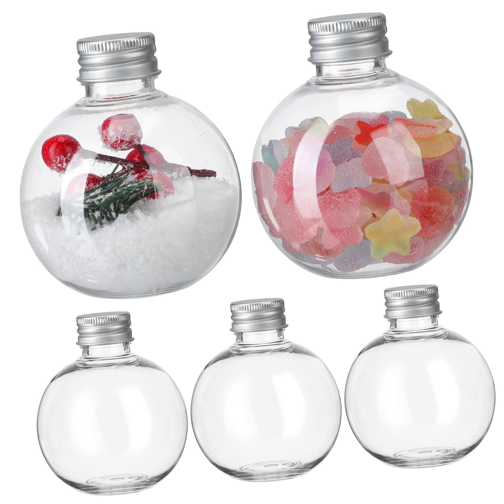 VANZACK 25 Stück 150ml Transparente Plastik Sprühflaschen mit Kugelform Wiederverwendbare Dekorationsflaschen für Haushalt und Reisen Zufällige Farbe