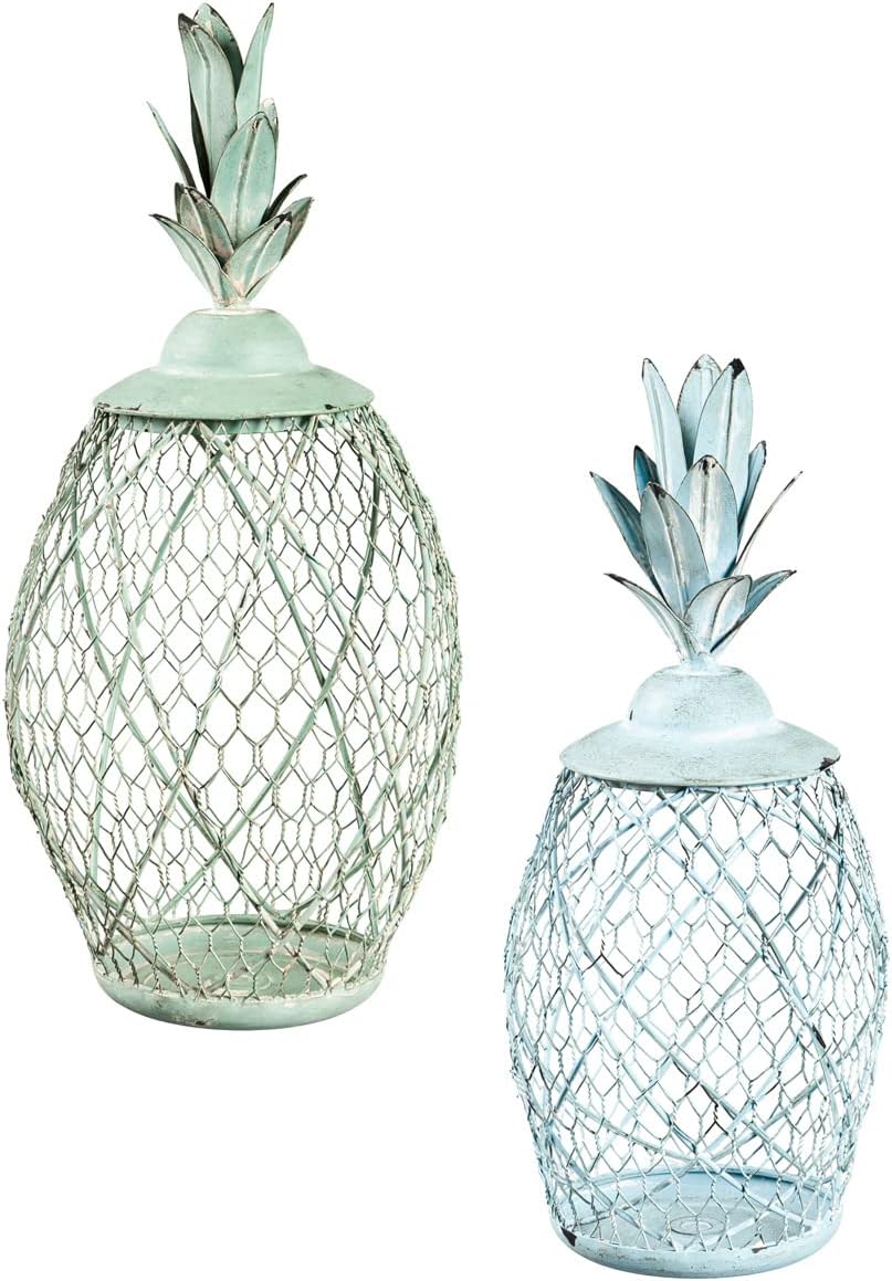 Pineapple Metal Lantern, Set of 2