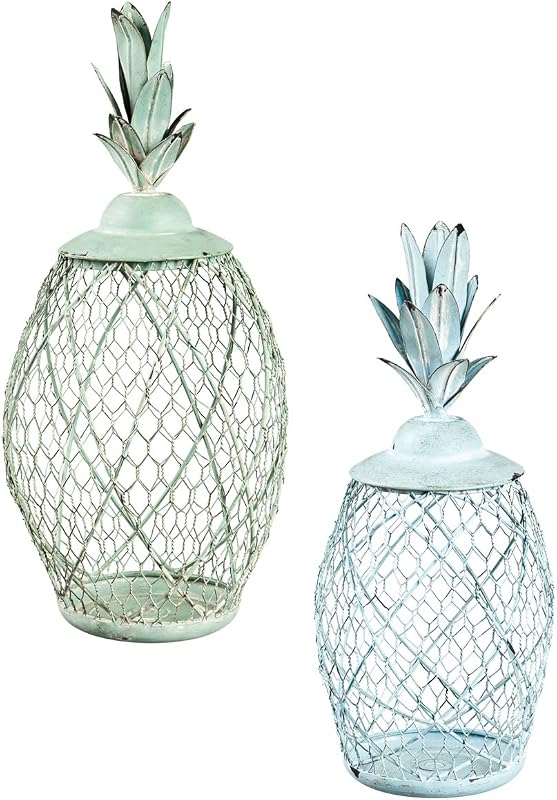 Pineapple Metal Lantern, Set of 2