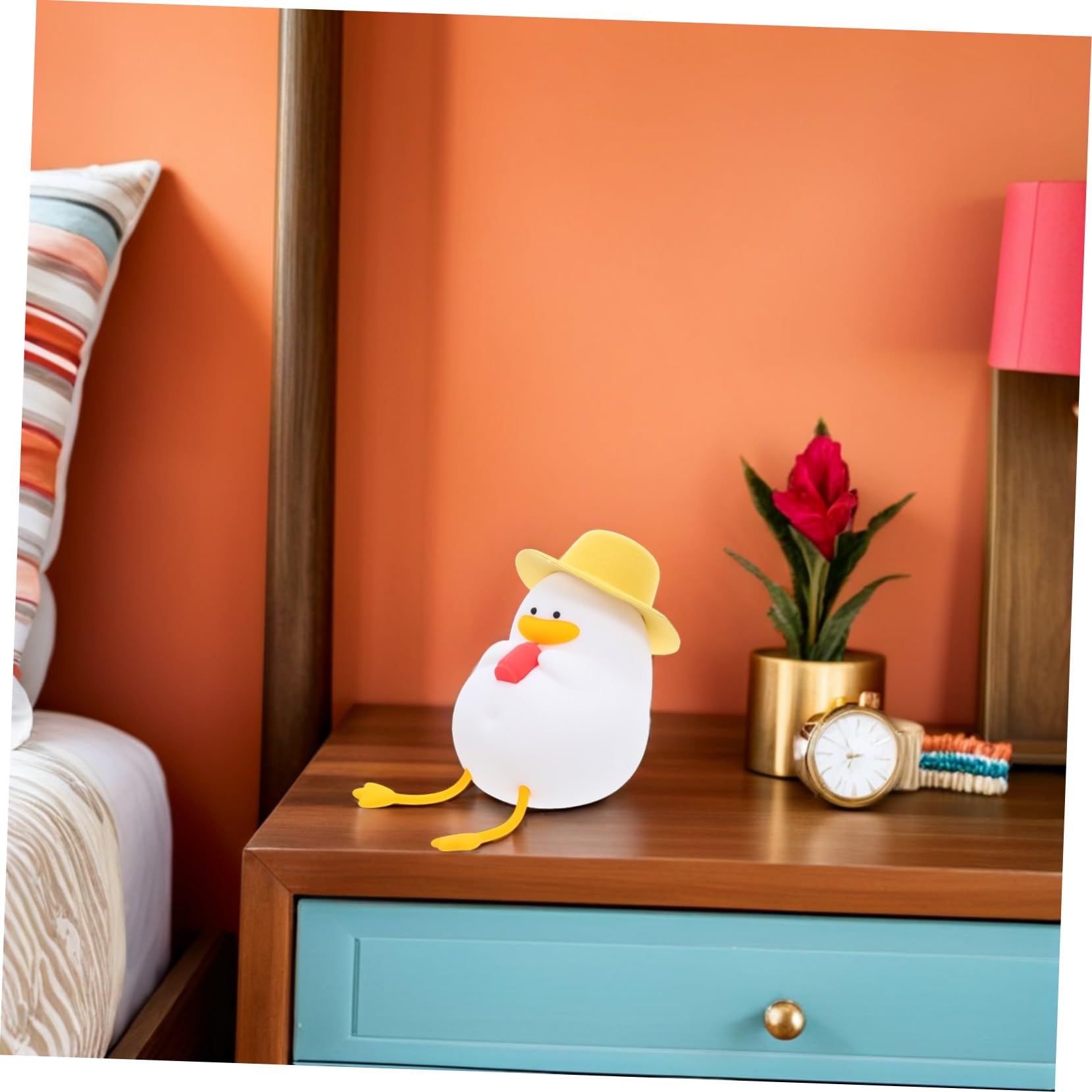 Angoily Luz de Noche de Guardería Luz LED para Dormir Forma de Pato de Silicona Control Táctil para Habitación Infantil
