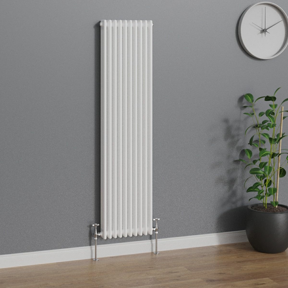 Warmehaus White Traditional Radiator Vertical Triple Column Cast Iron Radiators Heater Central Heating 1800X472mm