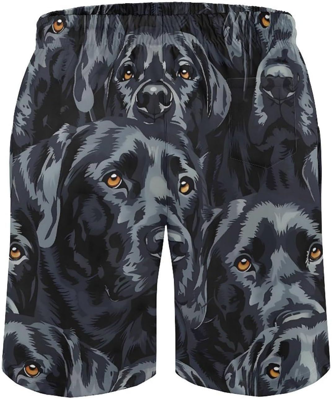 Black Labrador Lab Dog Casual Men's Swim Trunks Novelty Summer Beach Shorts Swimwear with Pocket