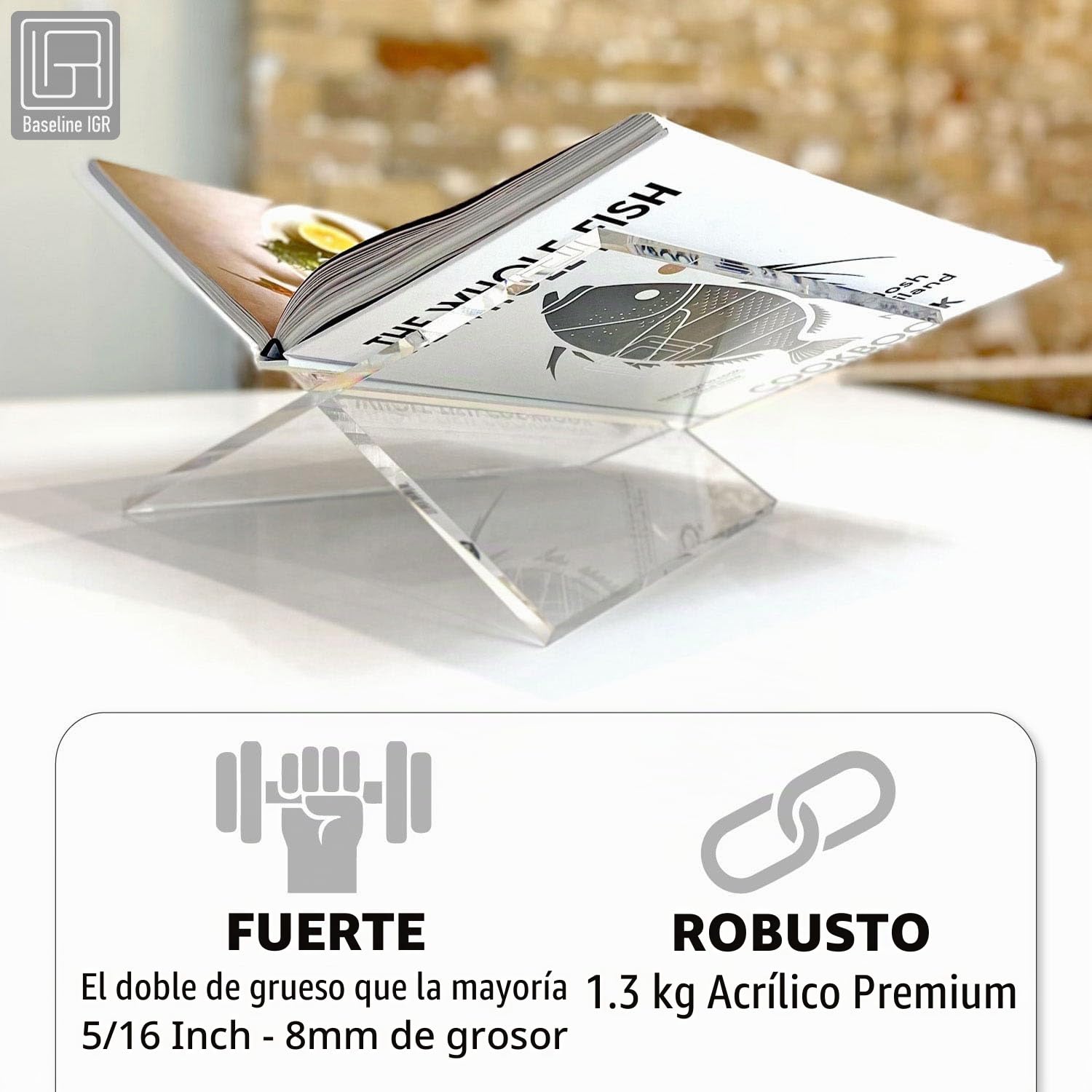 Soporte para libros de acrílico, soporte para libros, soporte para la Biblia, soporte para libros de cocina, soporte para recetas, acrílico transparente moderno, para leer y mostrar tu libro favorito