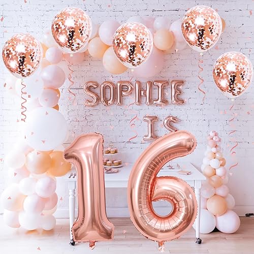 Miniatura 6 de Globos de oro rosa de 40 pulgadas con el número 20, globos de helio gigantes de aluminio con el número 2 y 0 con globos de confeti para mujeres y