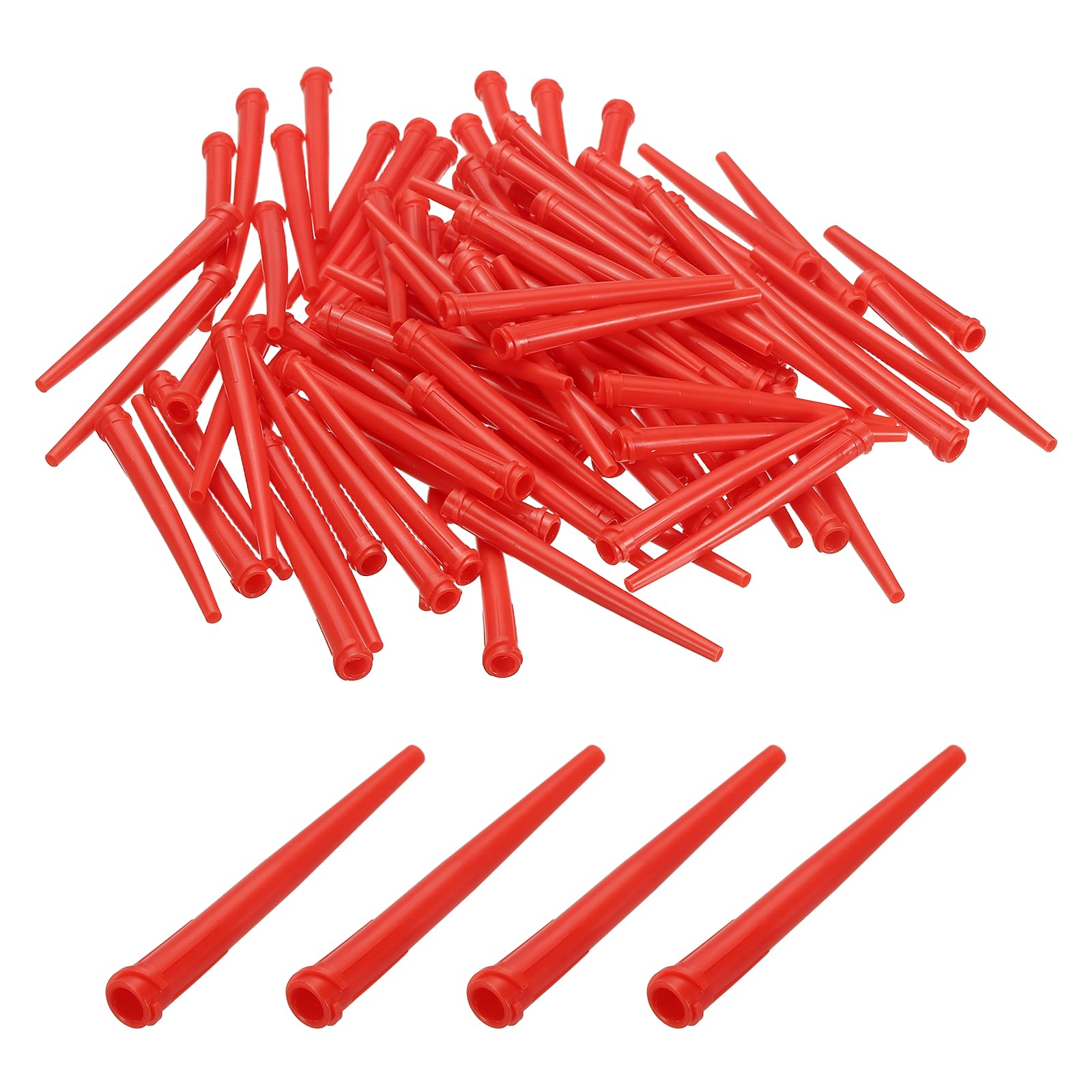 QUARKZMAN 100 Stück Kunststoff Dosiernadeln Stumpfspitze Konische Dosiernadel 12G TT Dispenserspitze 60mm Kegelförmiger Pinhead Dosierkanüle für Öl Klebstoffe Nachfüll Applikator Leim Rot
