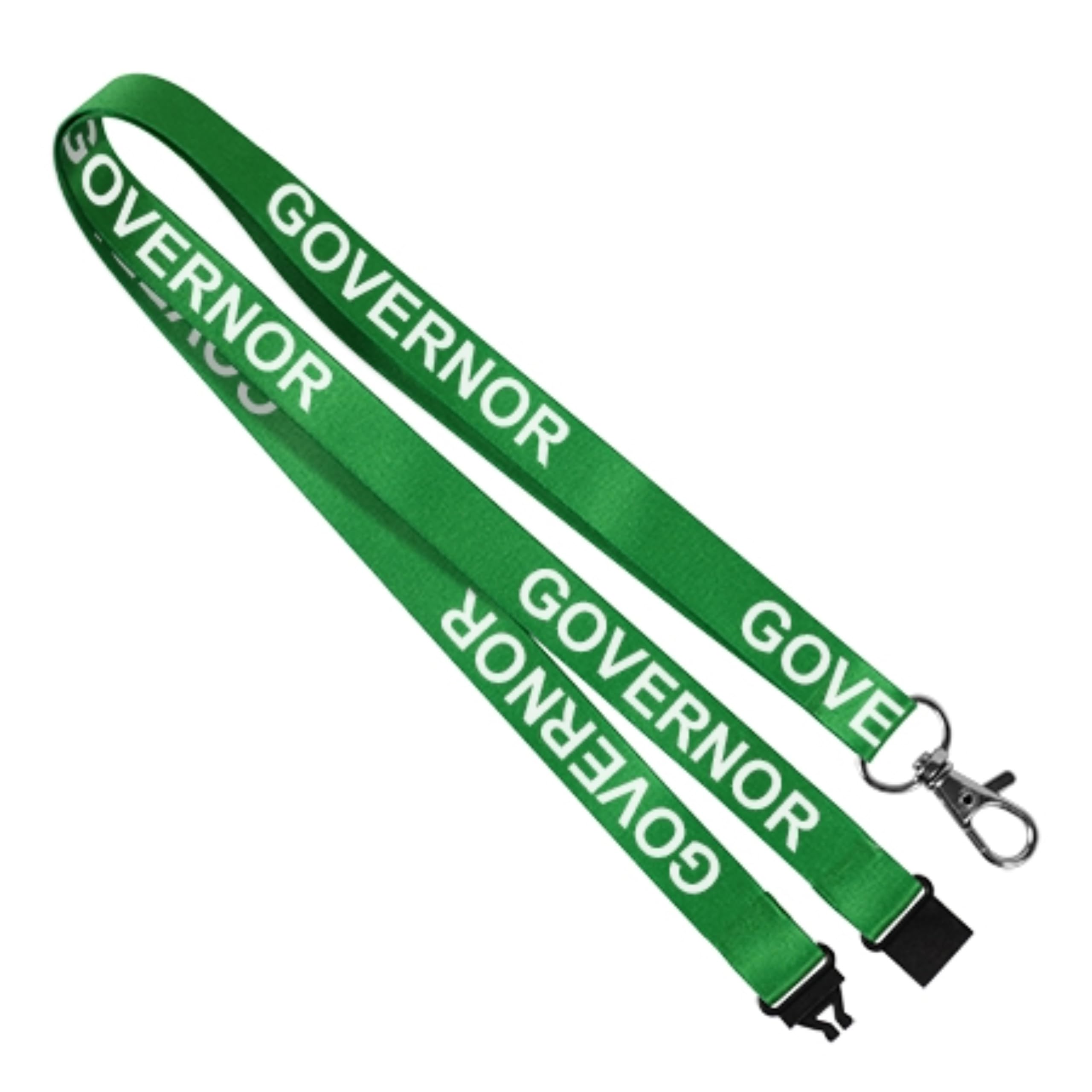We Print Lanyards 10 Green Governor ID Lanyards with Safety Breakaway, Printed GOVERNOR School Name Badge Lanyards for Schools, Academies & Education Settings