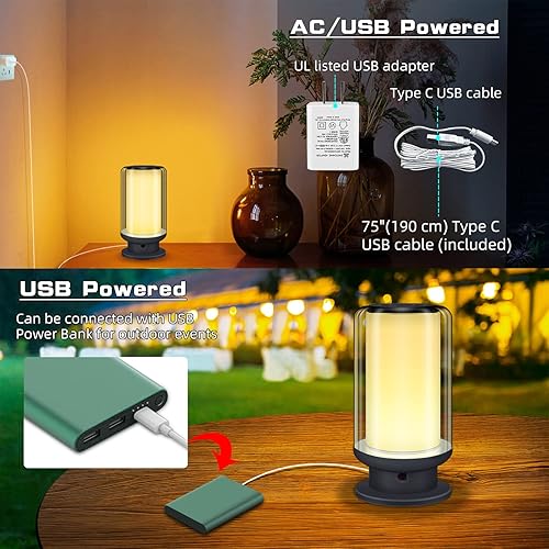 Miniatura 5 de LUXSWAY Lámparas LED de mesita de noche con control remoto, lámparas de escritorio con ajuste de temporizador, luz nocturna LED multicolor, mesita