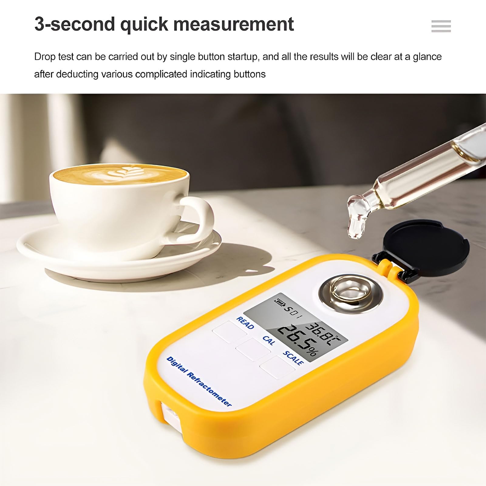 Rifrattometro digitale Brix, misuratore di concentrazione di caffè per Brix 0-50% e TDS 0-25%, idrometro elettronico con compensazione della temperatura per frutta, alimenti e bevande