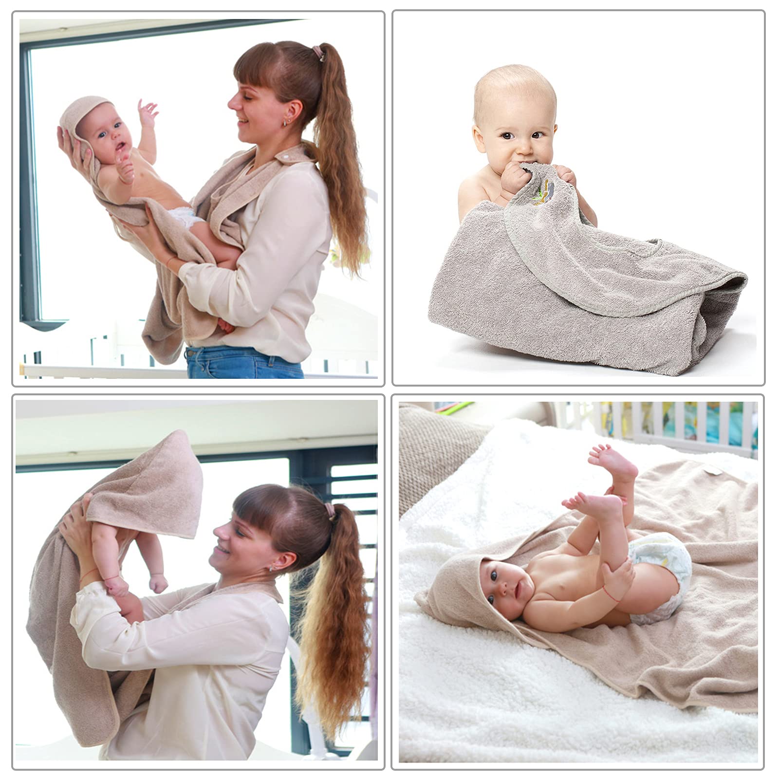 Delantal de Toalla para bebés y bebés recién Nacidos Toalla de baño de bebé con Capucha Grande 100% algodón Manos Libres Toalla de baño para niño y niña