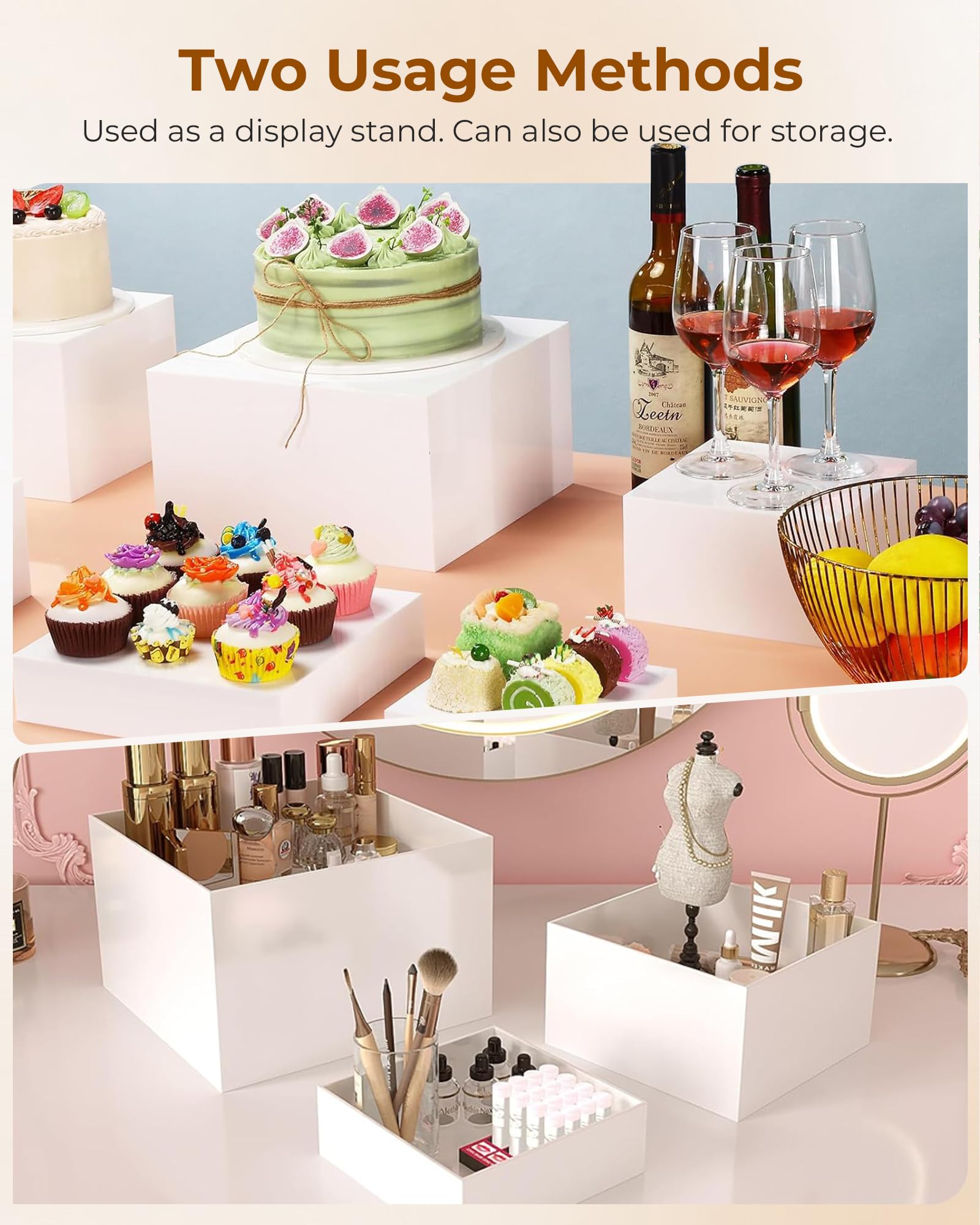6 Soporte de Pastelería Decorativos, Soporte Exhibición de Alimentos, Elevadores de Buffet, Elevadores de Alimentos para Mesa, Mesa Dulce Accesorios para Bodas Fiestas Eventos Rosquillas Pastelito