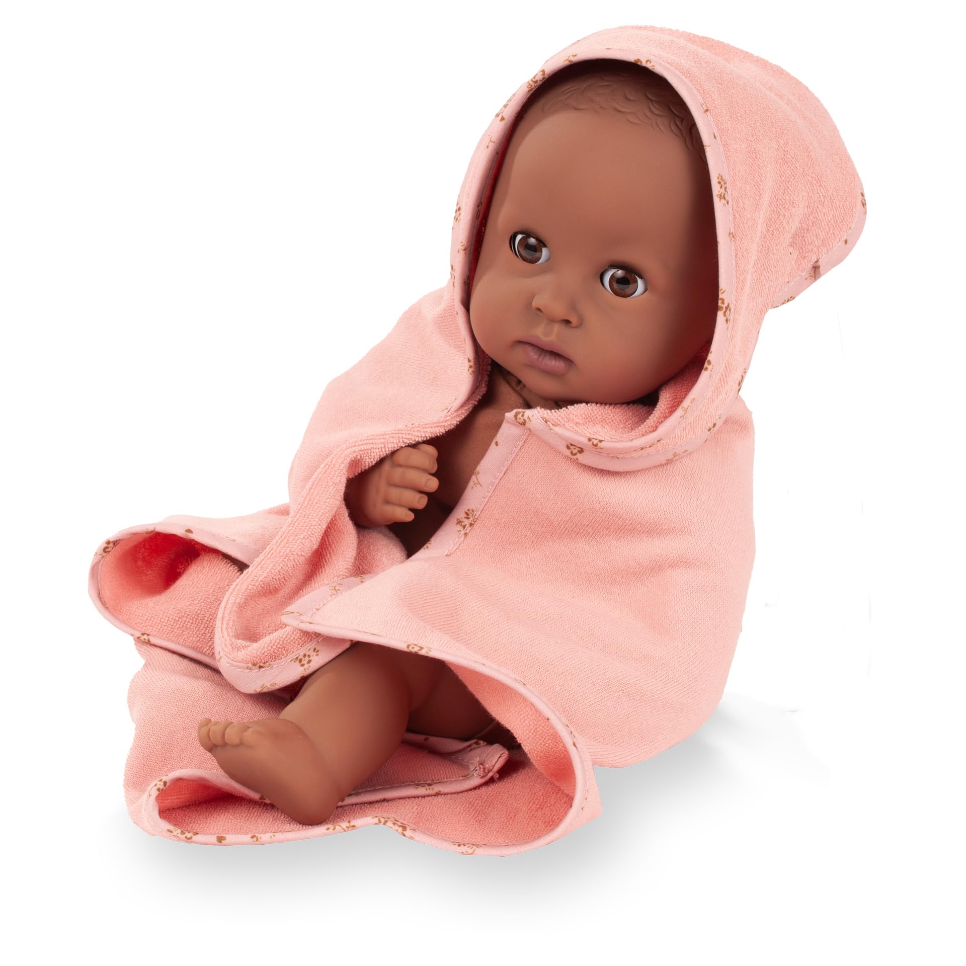 Götz 2616875 Cosy Aquini Millefleur Puppe 33 cm Badepuppe 8-TLG | für Kinder ab 3 Jahren, Babypuppe, ohne Haare, Weichkörper, braune Schlafaugen, Schnuller und Badetuch