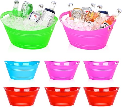 8 cubos de hielo, cubos de hielo de plástico para fiestas, cubos de bebidas con asas, cubos de bebidas, recipiente de plástico ovalado para botellas disponible en Yaxa Mexico