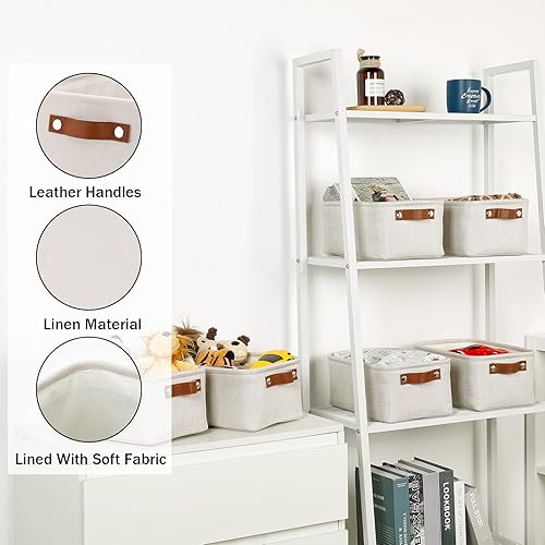 Vista 279 de HNZIGE - Canastas pequeñas de tela para organización (paquete de 6) canastas plegables de almacenamiento para estantes, armarios, lavandería, Asas