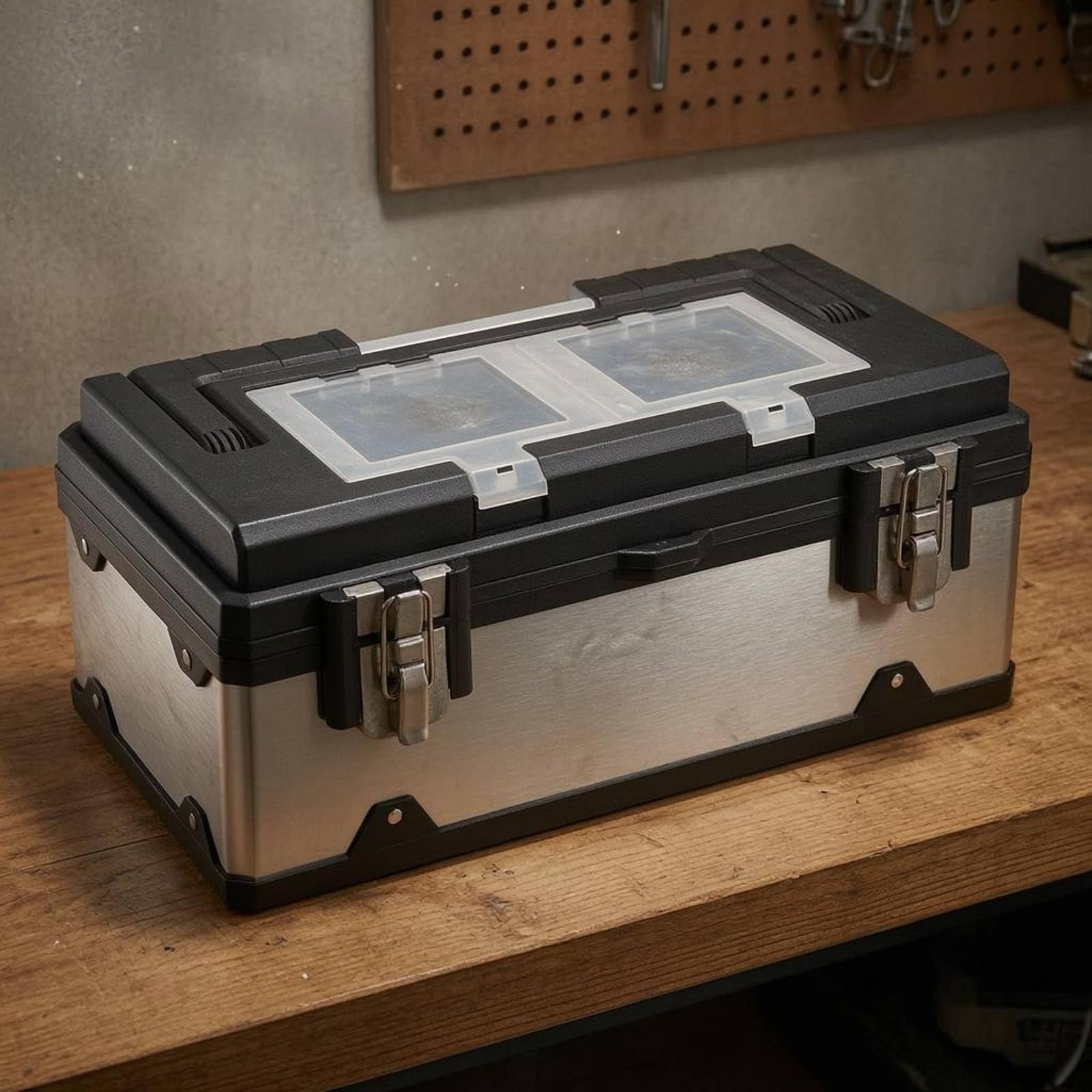 Caja Herramientas Plástico Rígido Caja Doble Hardware Pequeño Maletín para Taller