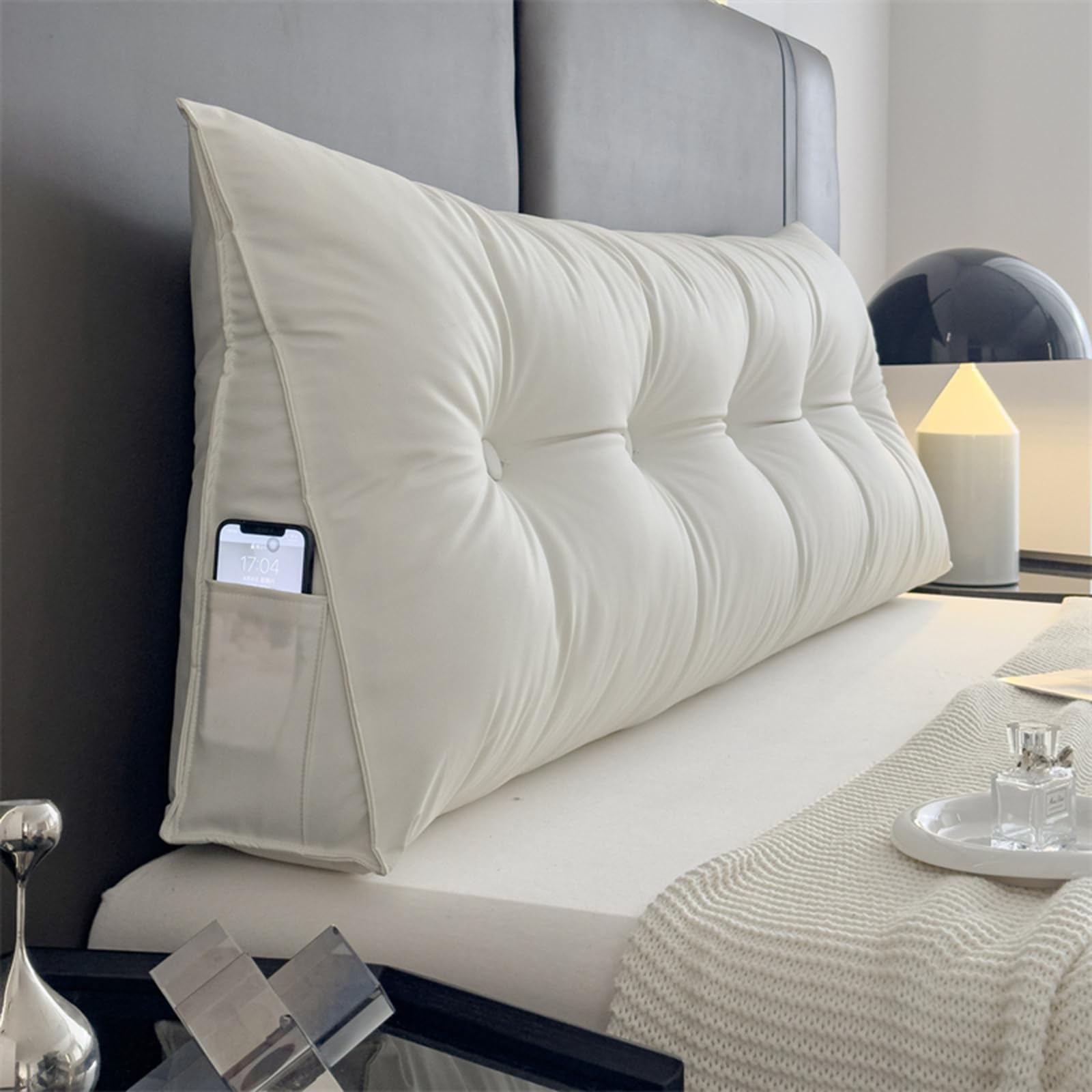 Grande cuscino triangolare per testiera del letto, cuscino a cuneo, decorativo, per letto e divano, cuscino di supporto lombare (200 x 50 x 20 cm