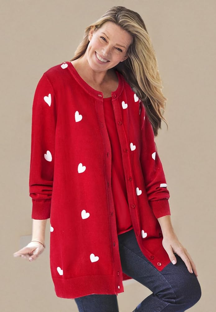 Woman Within Plus Size Perfect Longer-Length Cotton Cardigan