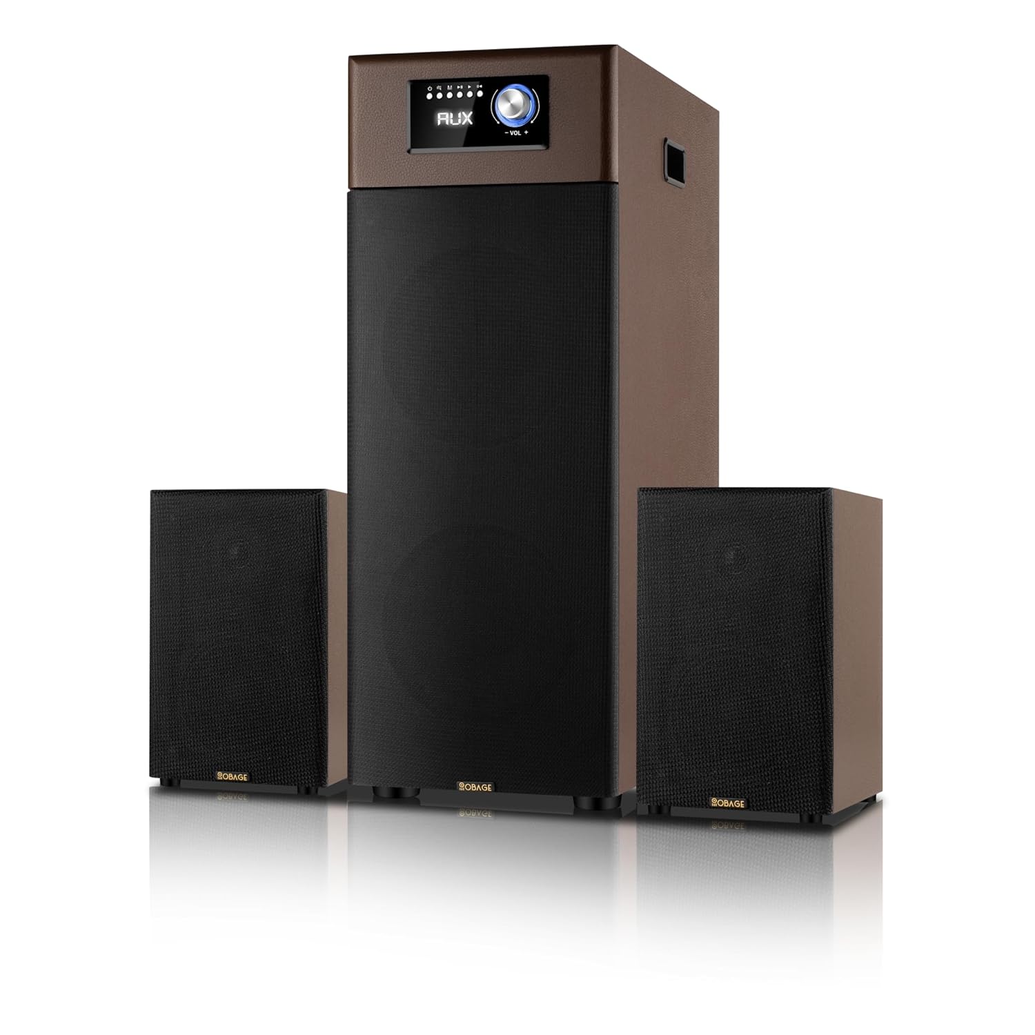 OBAGE X12 HiFi 2.1 Speaker System with Qualcomm® aptX™ HD | Dual 6.5″ Subwoofer Drivers & Silk Dome Tweeters | Bluetooth, Optical & AUX | 24-Bit High Fidelity Audio for Rooms up to 300 sq. ft.