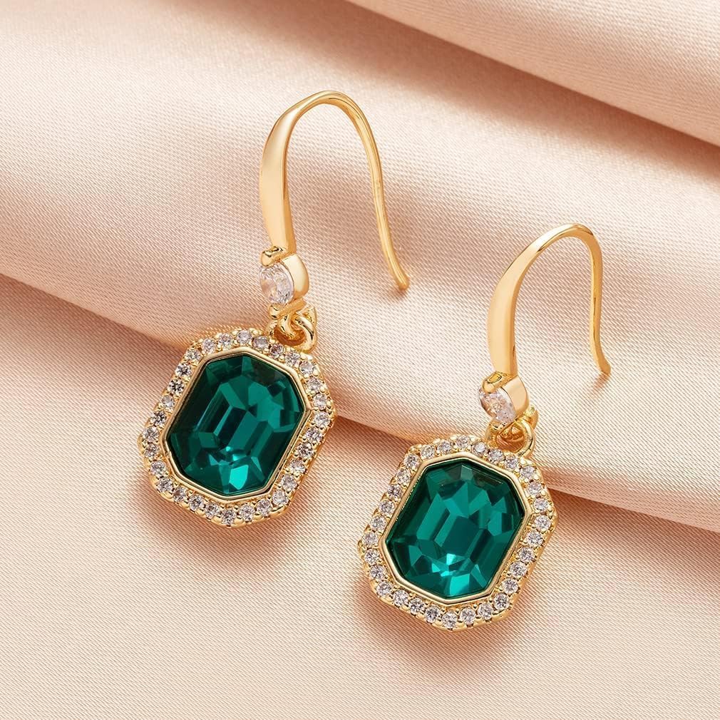 EVEVIC Austrian Crystal Halo Octagon Drop Dangle Earrings for Women 14K Rose Gold Plated Jewelry Gifts for Women - Image 7