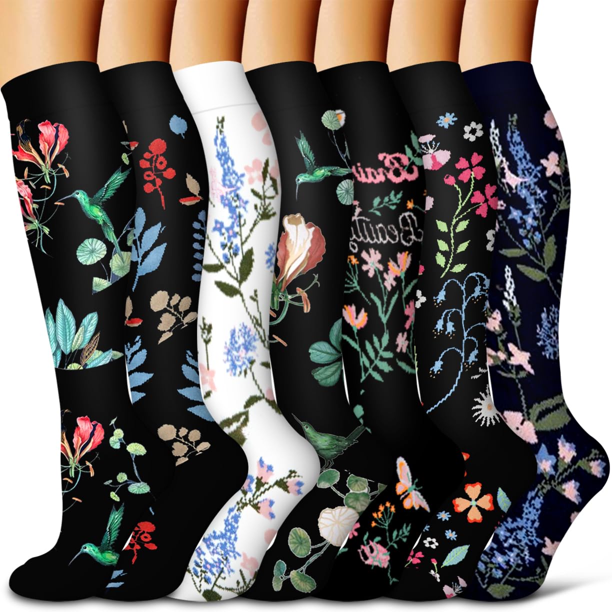 Compression Socks for Women and Men 7 Pairs 15-20 mmHg Circulation-Best Support for Athletic Running Cycling