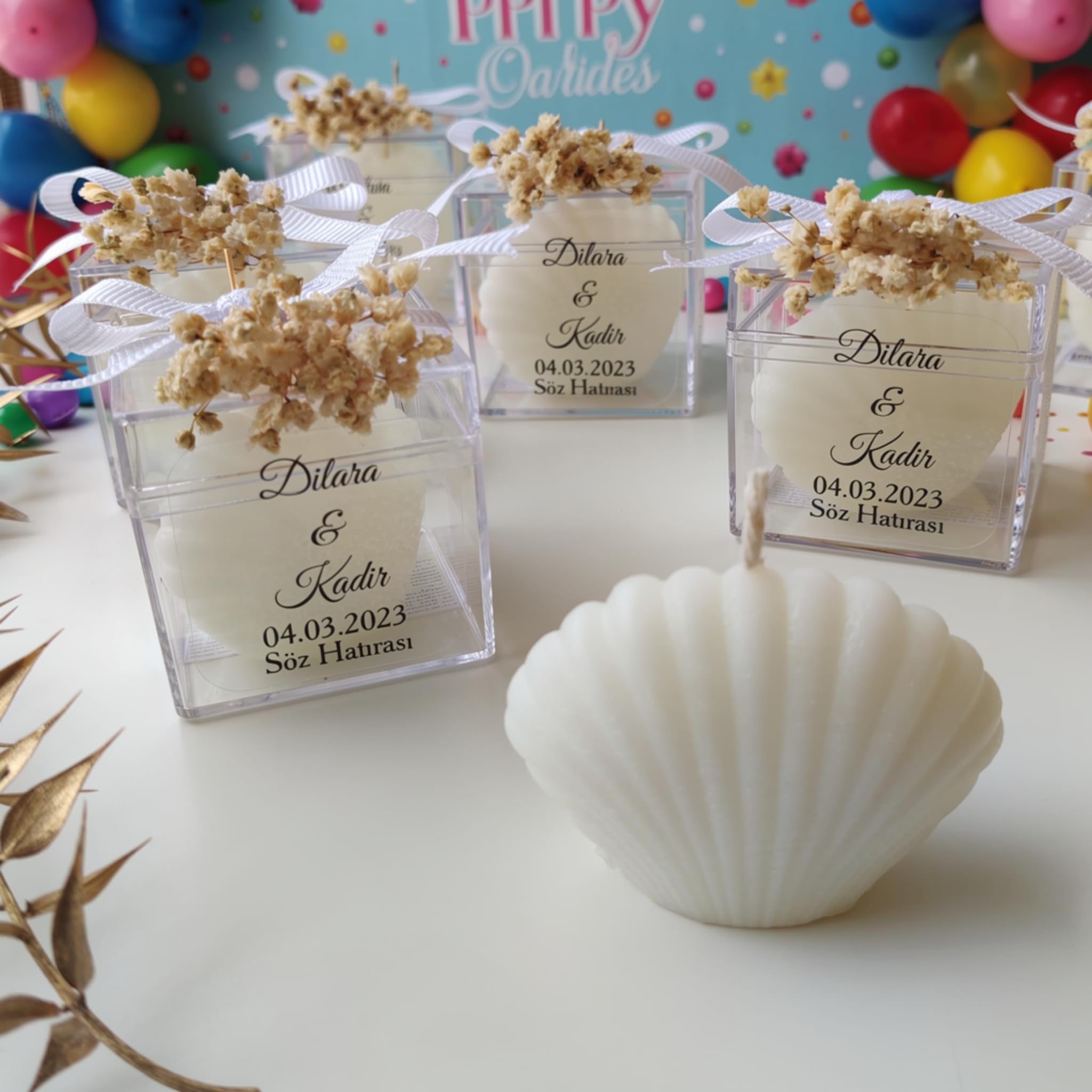 Lot de 50 bougies blanches élégantes en forme de coquillage pour mariages, fêtes prénatales et sur la plage, cadeaux de fête polyvalents