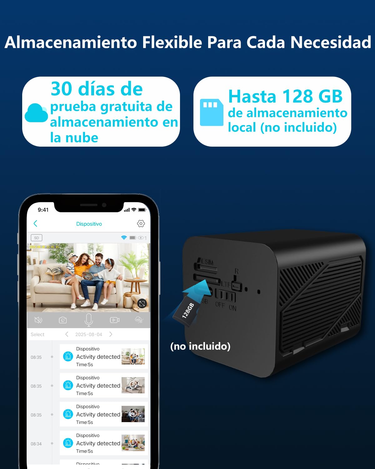 Mini Camara Espia WiFi, 4K Camara de Vigilancia Inalambrica de Bajo Consumo con 50 Días de Autonomía, Detección de Movimiento IA, Visión Nocturna, con Prueba en la Nube de 30 Días para Hogar/Mascota