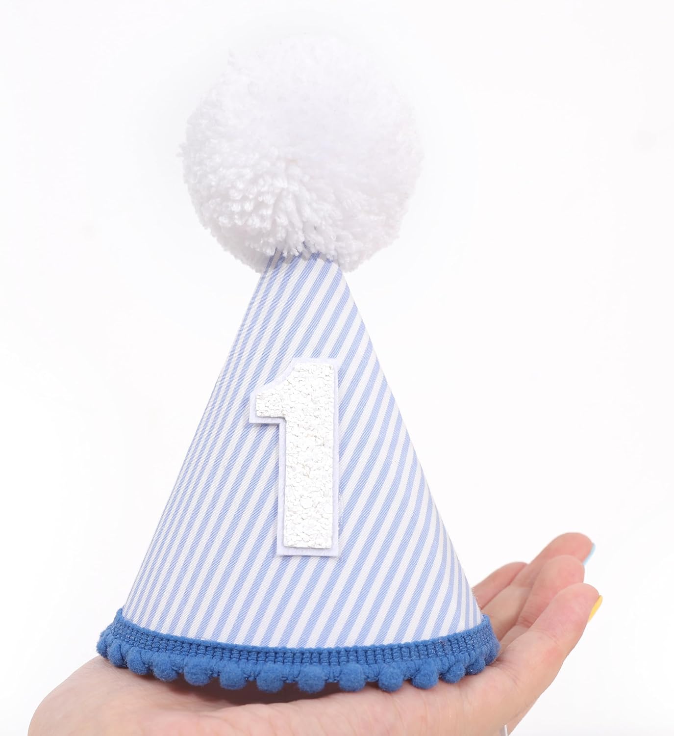 Boys Blue 1st Birthday hat - Navy 1st Birthday Cone Hat,First Bday Crown For Boys, One Blue Party Hat Photo Props, Boy First Bday Decoration - Image 6