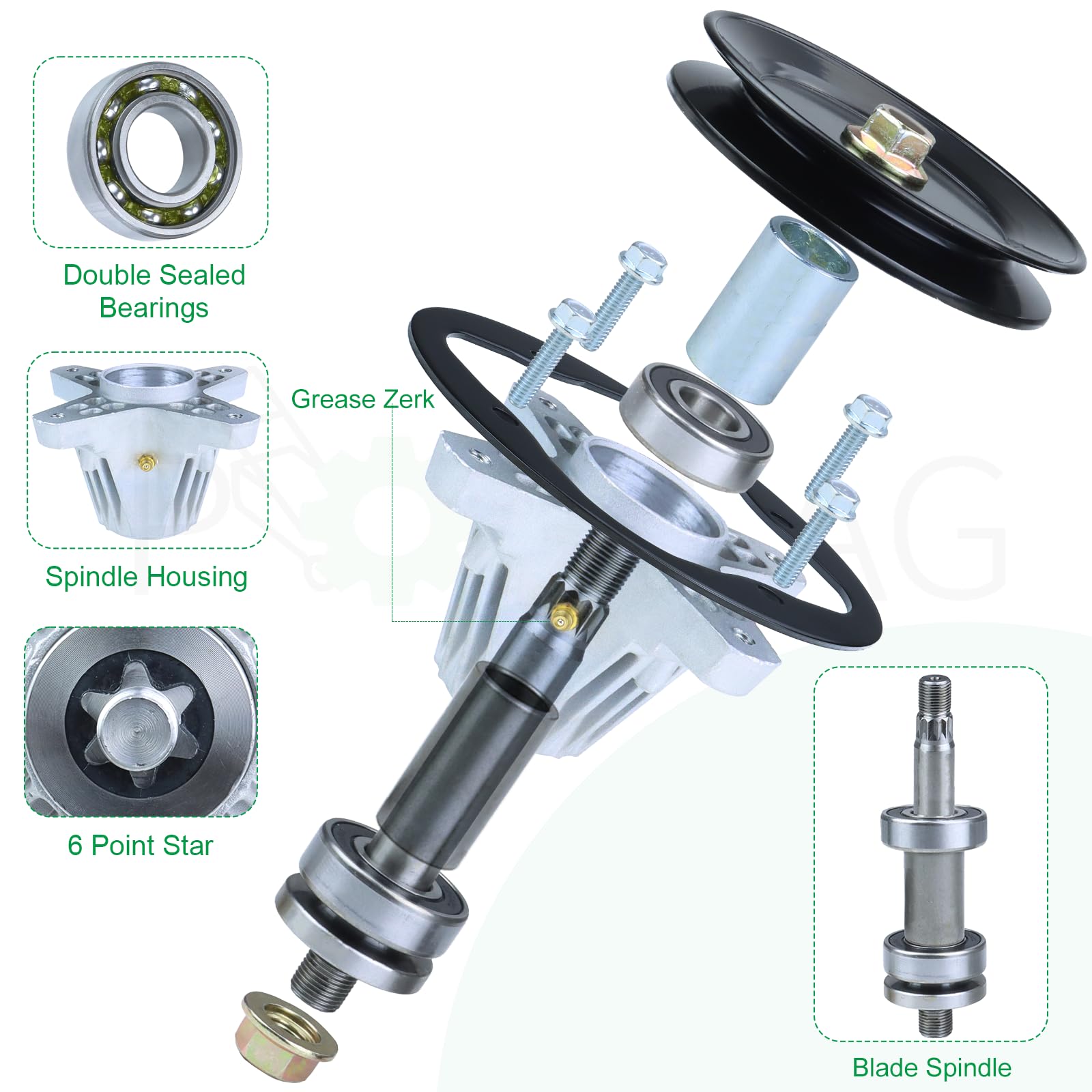 Paquete de 2 unidades de conjunto de husillo engrasado 918-04822A con correa 954-04060C 490-900-M061 Kit de lavado de cubierta 783-06424A-0637 cubierta de cinturón de cubierta sustituye al eje