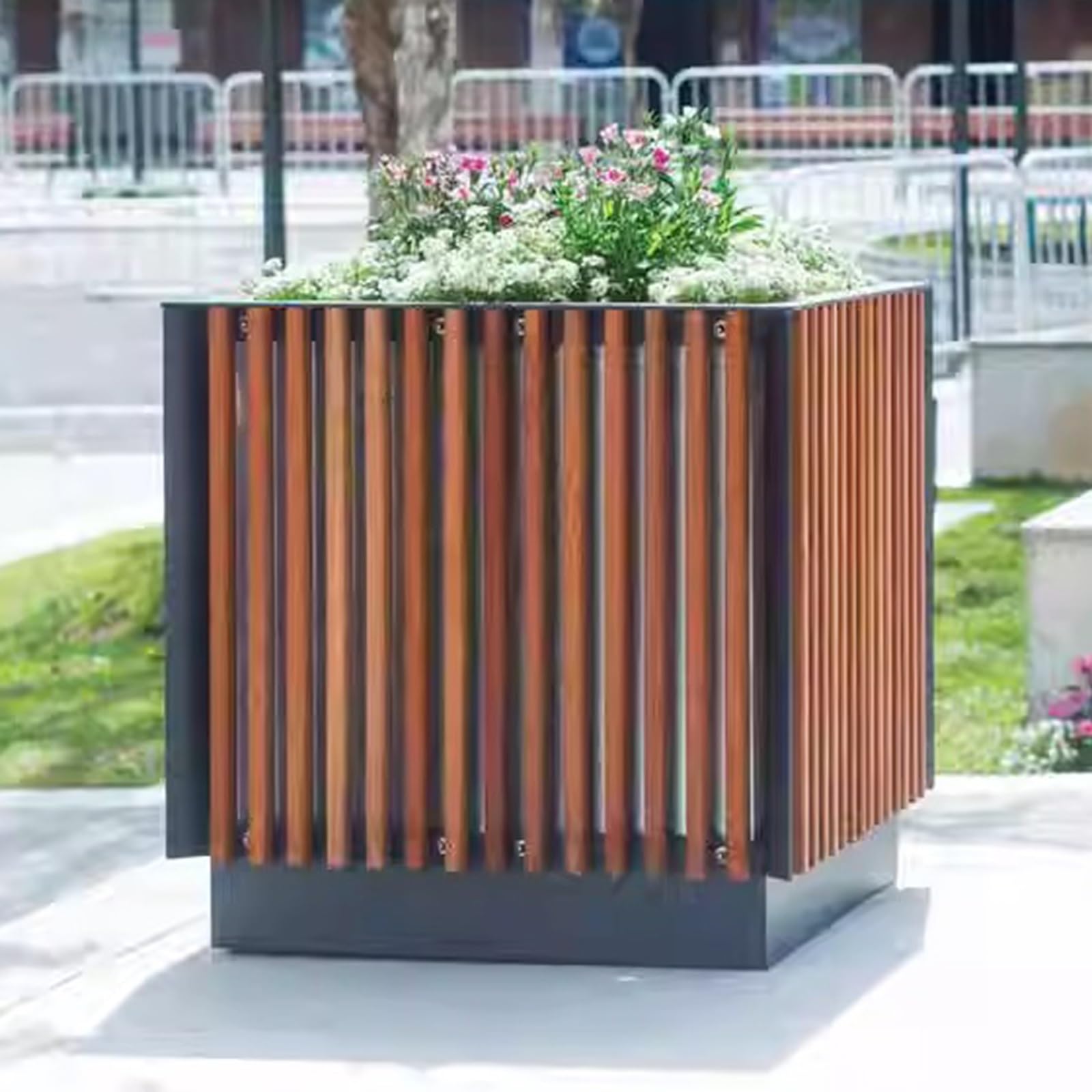 Plant Pots Mobile Flower Box Outdoor Planting Fence garden troughs planters
