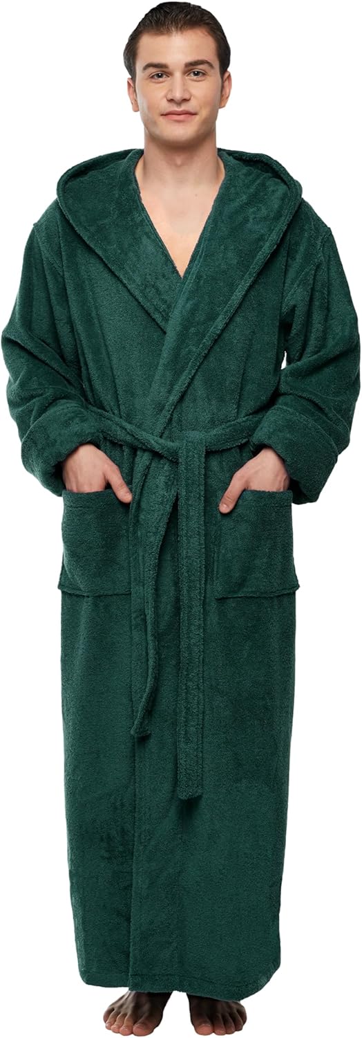 Arus Men's Hood'n Full Ankle Length Hooded Turkish Cotton Bathrobe - Image 2