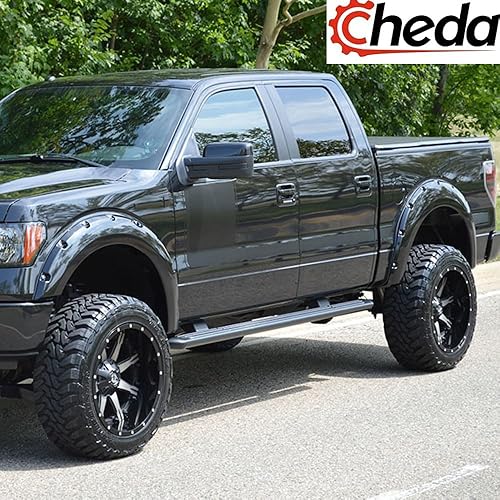 Miniatura 8 de CHEDA Guardabarros para guardabarros, compatibles con Ford F150 2009-2014, pintables, remachables, suaves, color negro mate, estilo bolsillo, 4