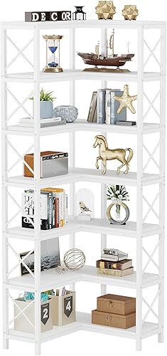 Miniatura 8 de Tribesigns Estantería esquinera de 7 estantes, estantería esquinera grande y moderna, estante esquinero de 7 niveles alto con marco de metal para