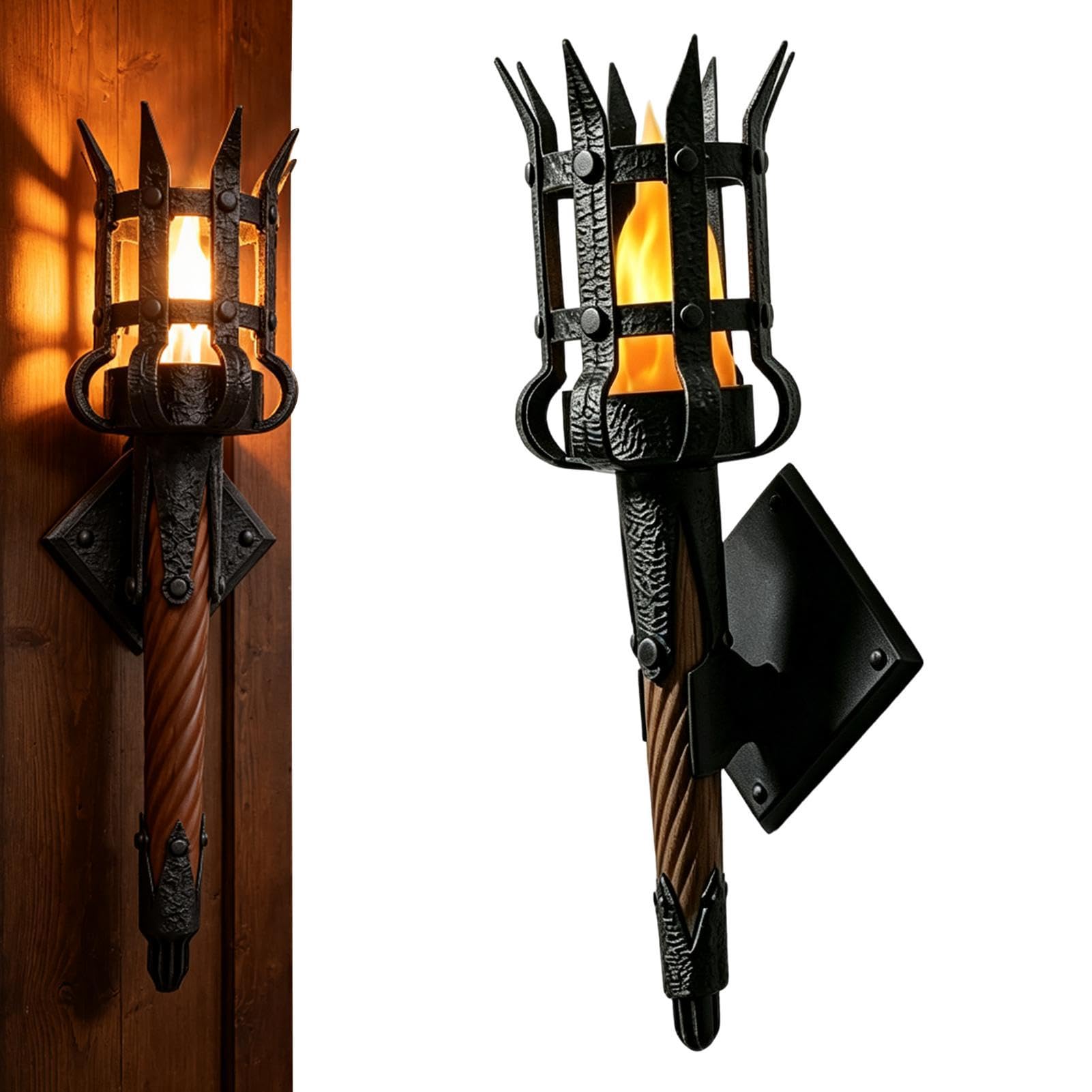 Medieval Torch Wall Lamp - Realistic Sconce Decor, Castle Style Lights