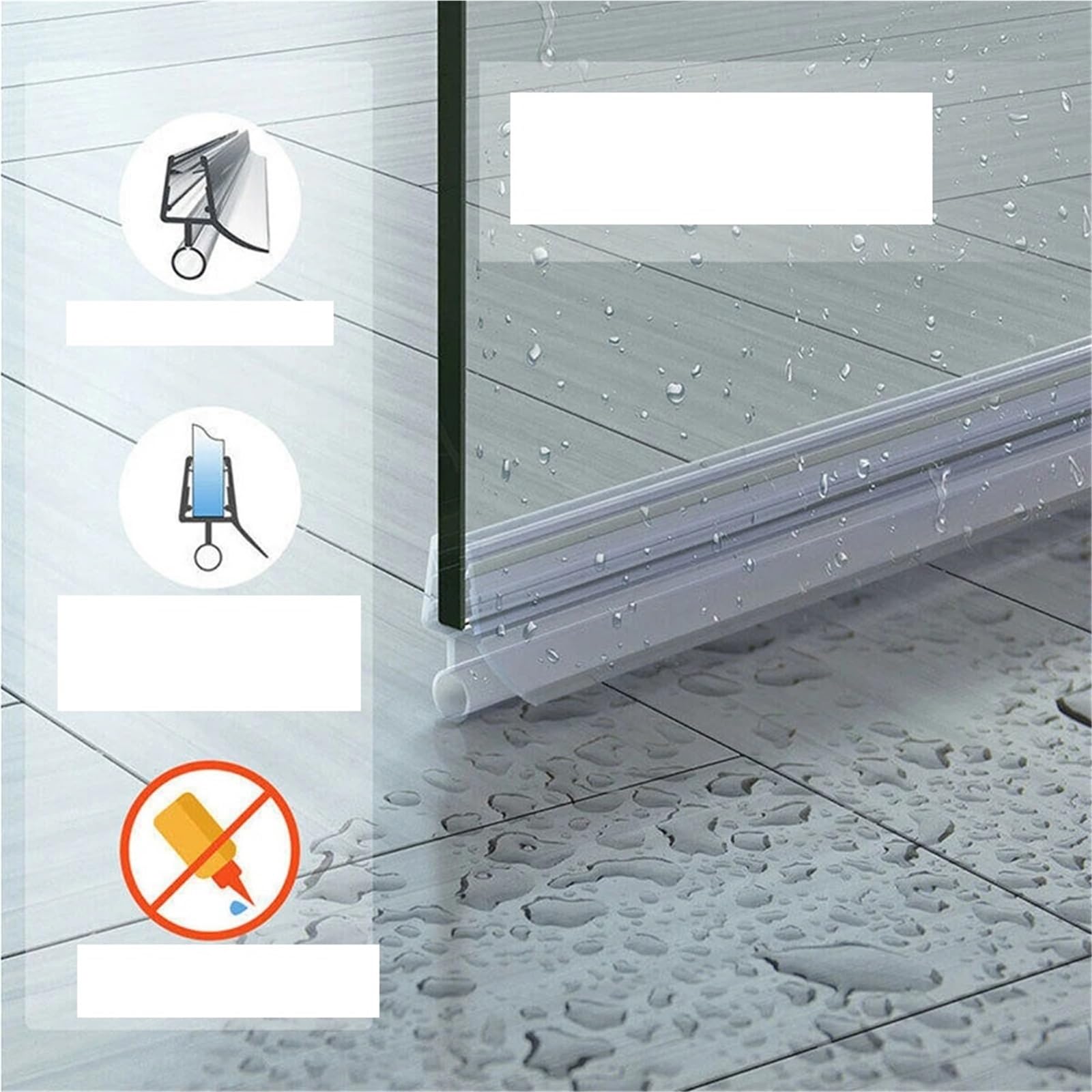 8 Stück PVC transparente Duschwand-Dichtungsstreifen Badezimmer-Glastürdichtungen Wasserabweiser-Gummi für Duschtüren, Glas(6mm)
