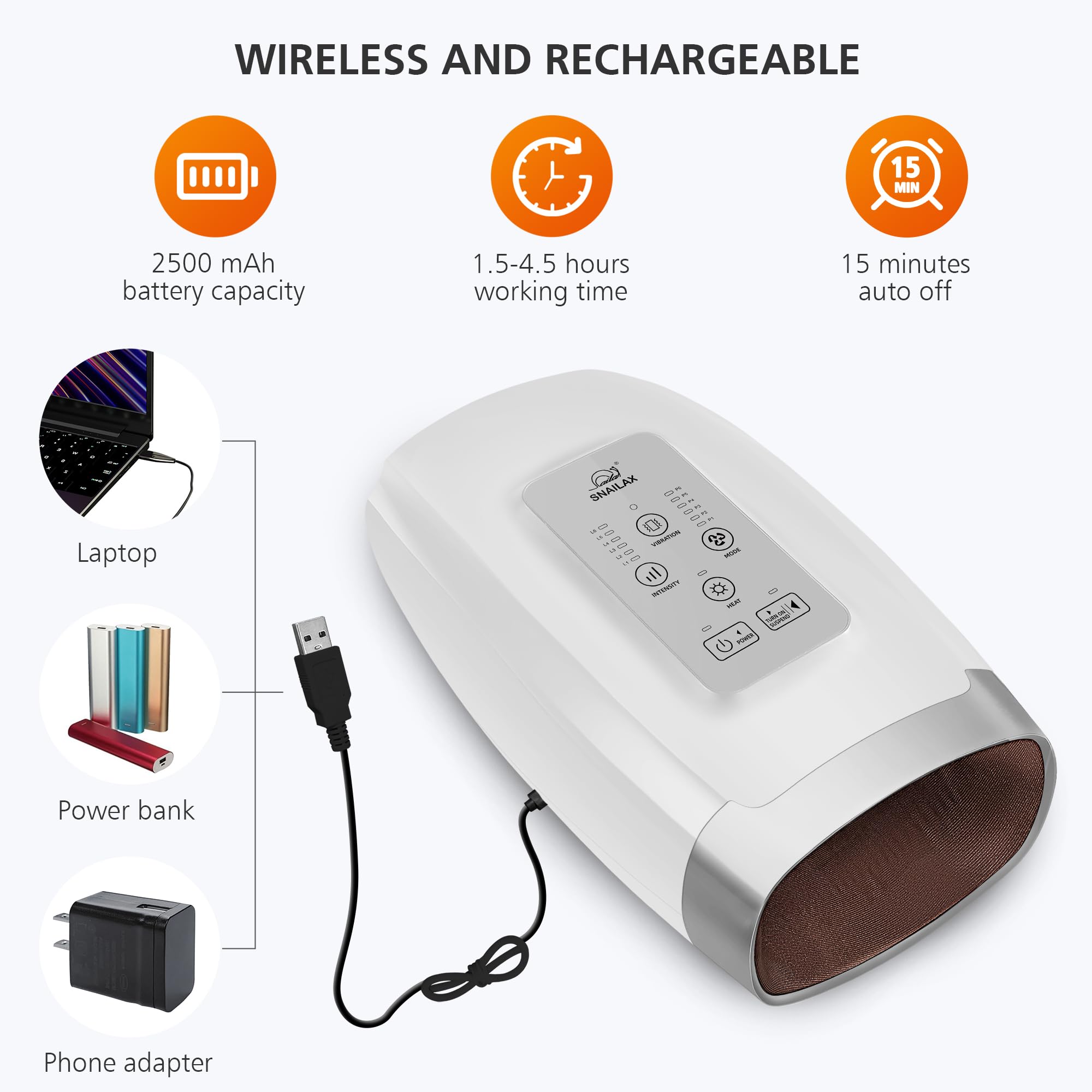 Snailax Hand Massager with Heat and Compression, Vibration, Cordless Hand Massager for Arthristis, Carpal Tunnel, Gifts for Women, Men, Mom(): Sl-488