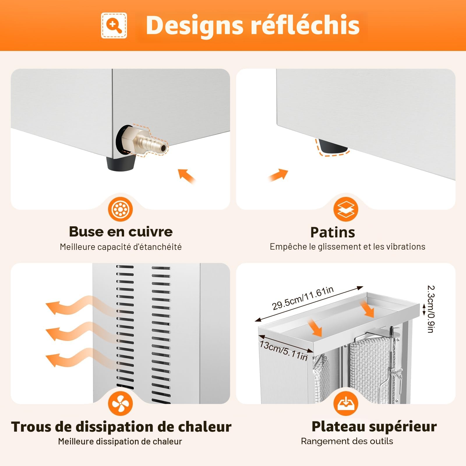 Rôtissoire à poulet verticale gaz 3000 W inox - avec broche kebab - machine kebab professionnelle pour poulet, dinde, tacos - pour hôtels, restaurants et fast-food