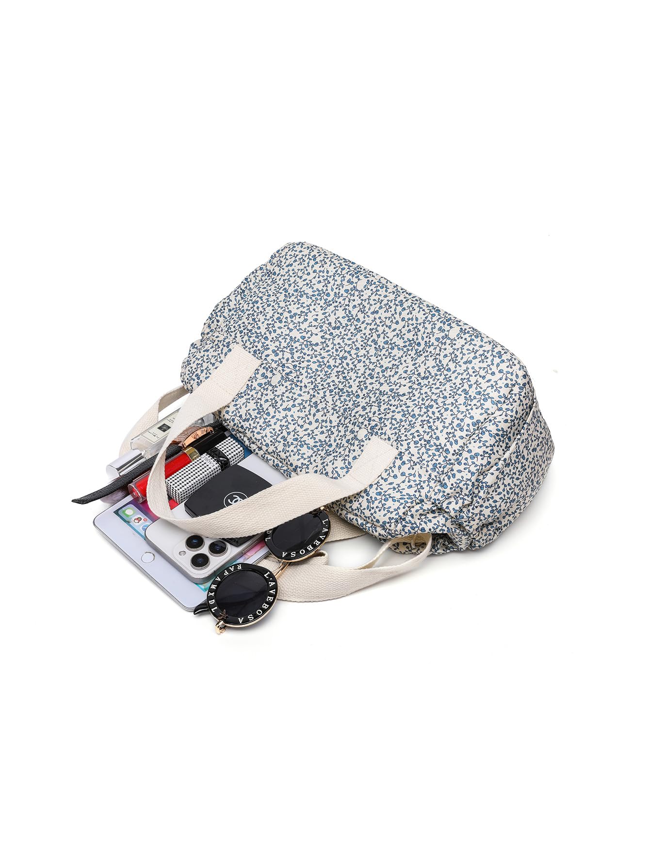 GSenhui Quilted Baby Changing Bag Tote Floral Nappy Diaper Bag Cute Mommy Bag Crossbody Wickeltasche (Blue-2) - Image 4