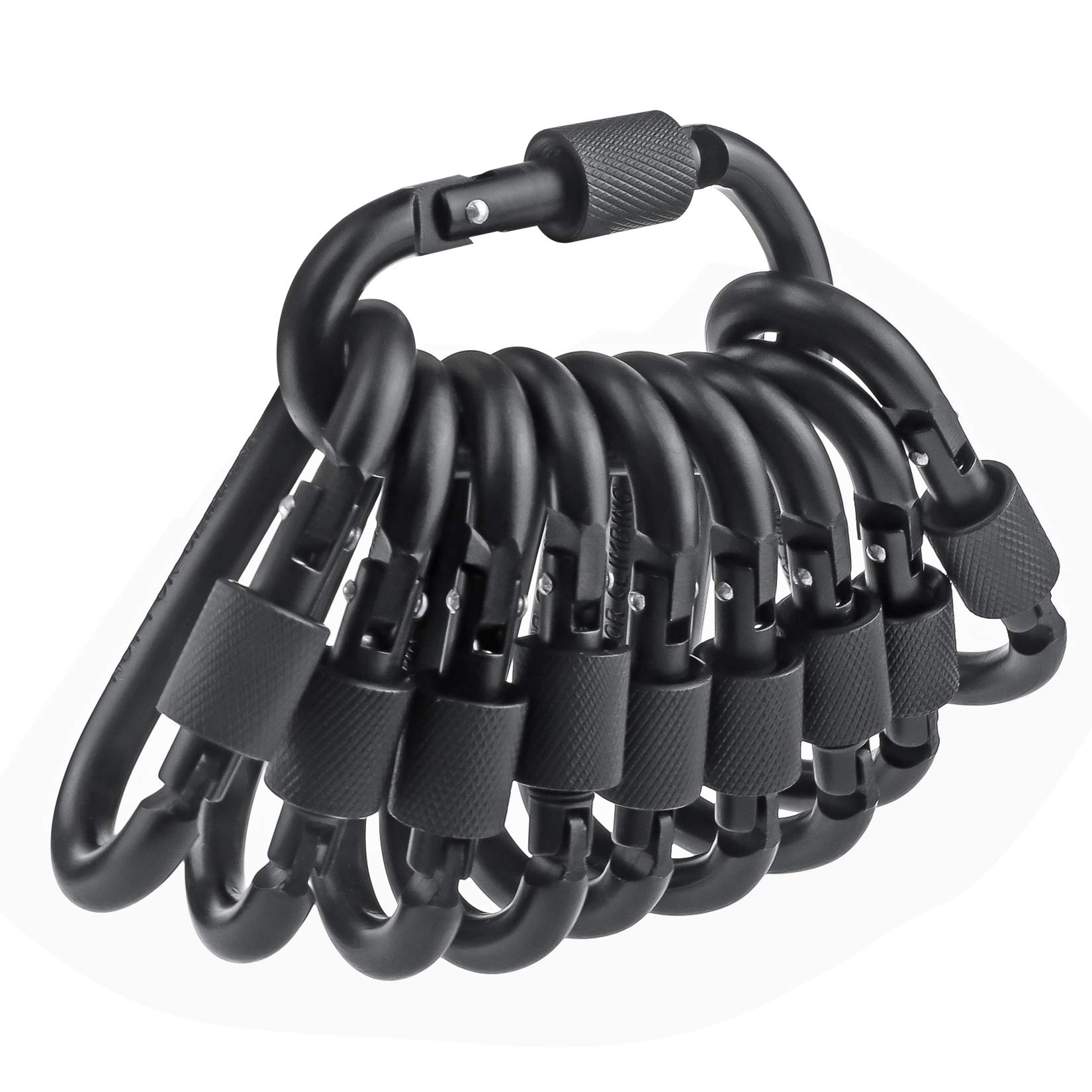 IEBUOBO 10 Pack Aluminum D Ring Key Rings Hiking Clips Locking Carabiner for Hiking Camping Fishing and Outdoor Use，Clips with Screw Gate Multicolored
