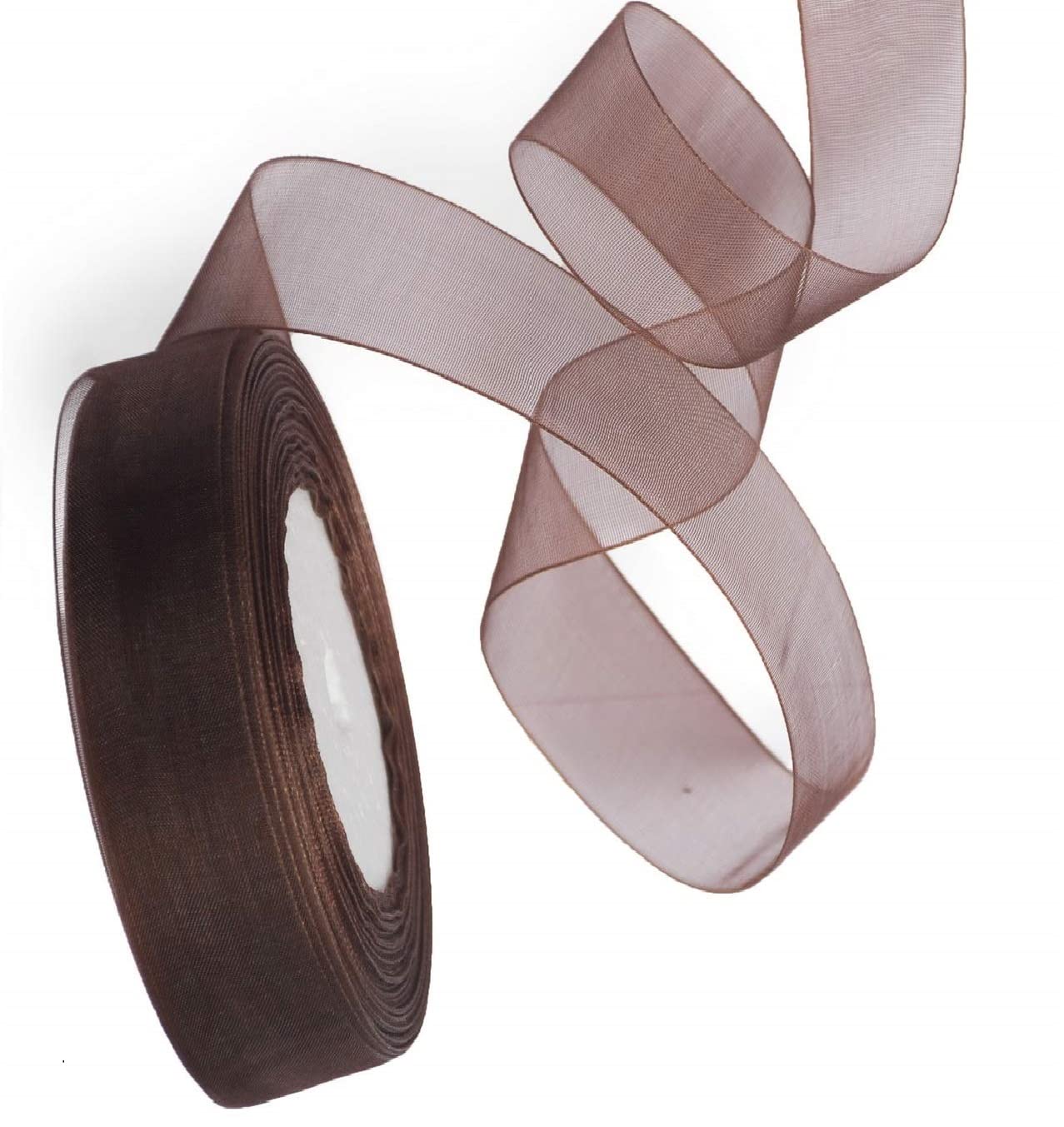 Gcs Brown Organza Ribbon 12Mm 44 Mtrs Gift Wrap Ribbon, Ribbons For Gift Wrapping, Christmas Ribbon, Gift Wrapping Ribbon For Crafting, Wedding Party Decor (12Mm, )